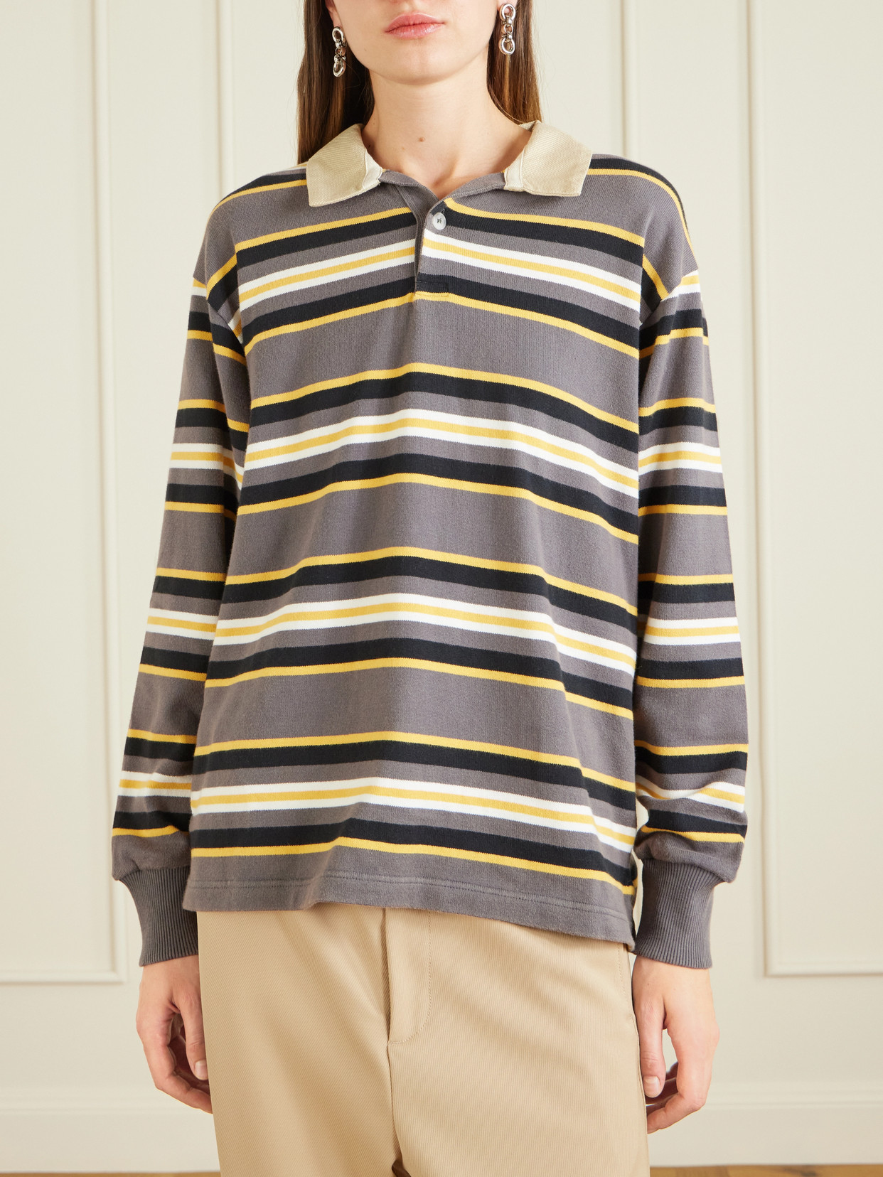 Striped Cotton-Jersey Polo