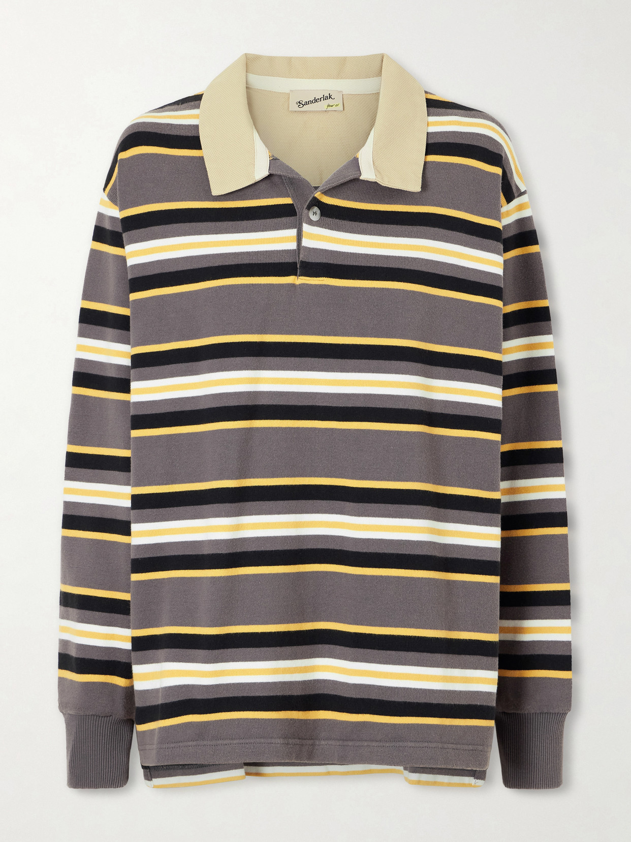 Sanderlak Striped Cotton-jersey Polo Shirt In Gray