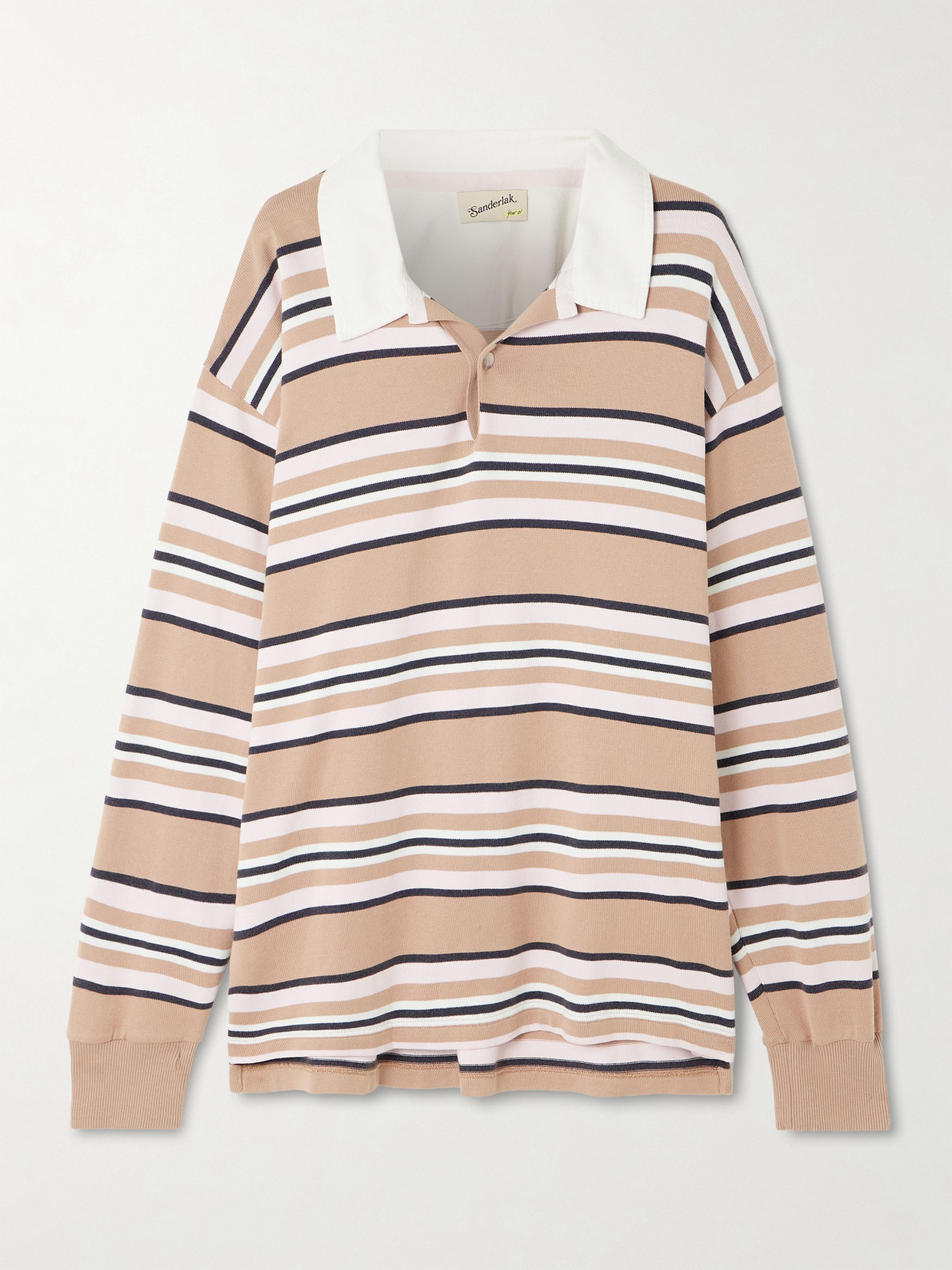 Sanderlak Striped Cotton-jersey Polo Shirt In Brown