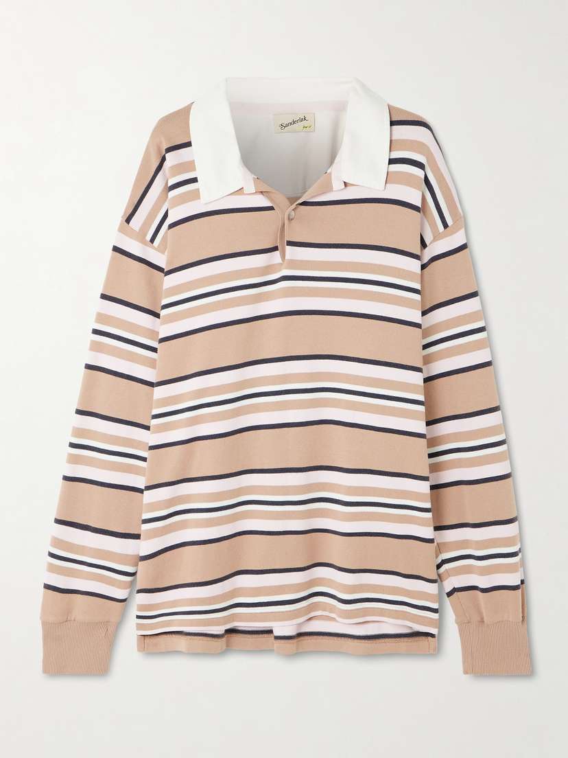 Sanderlak Striped Cotton-jersey Polo Shirt