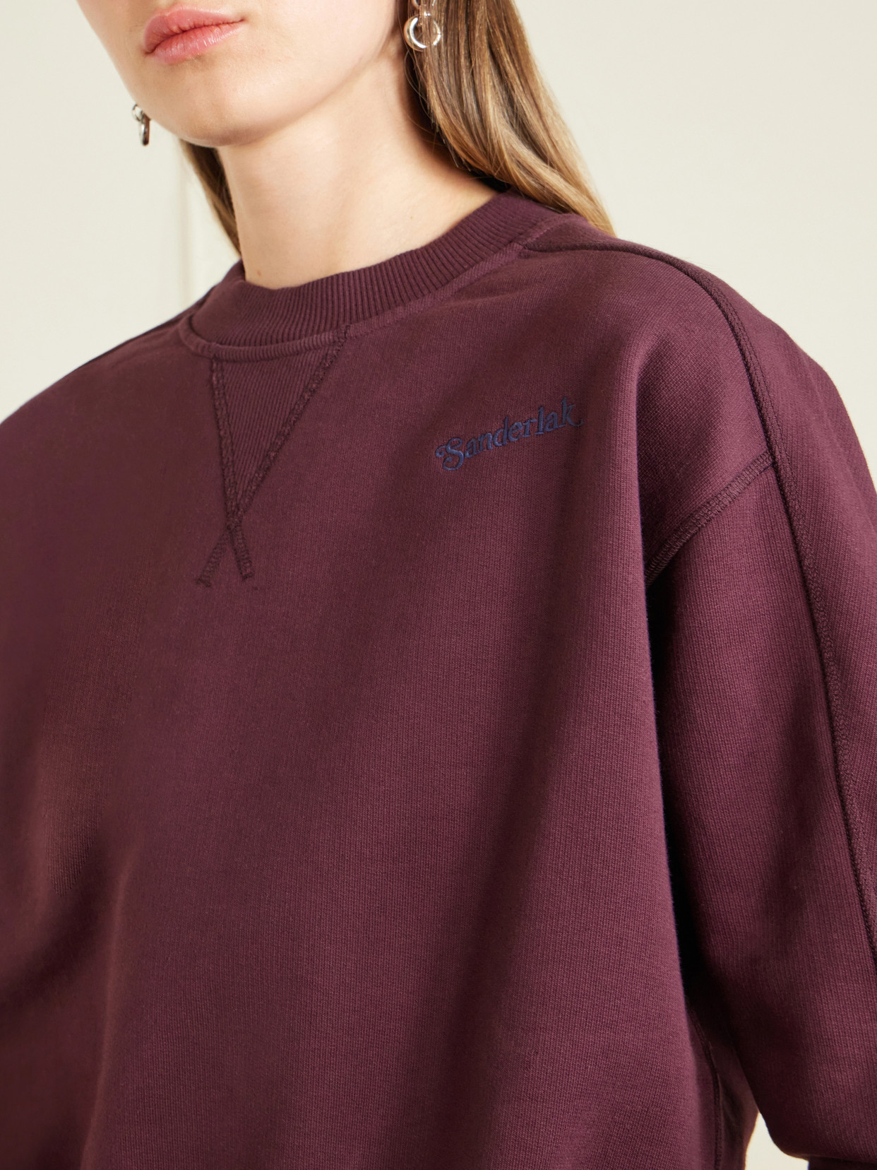 Cropped Embroidered Wool-Blend Jersey Sweatshirt