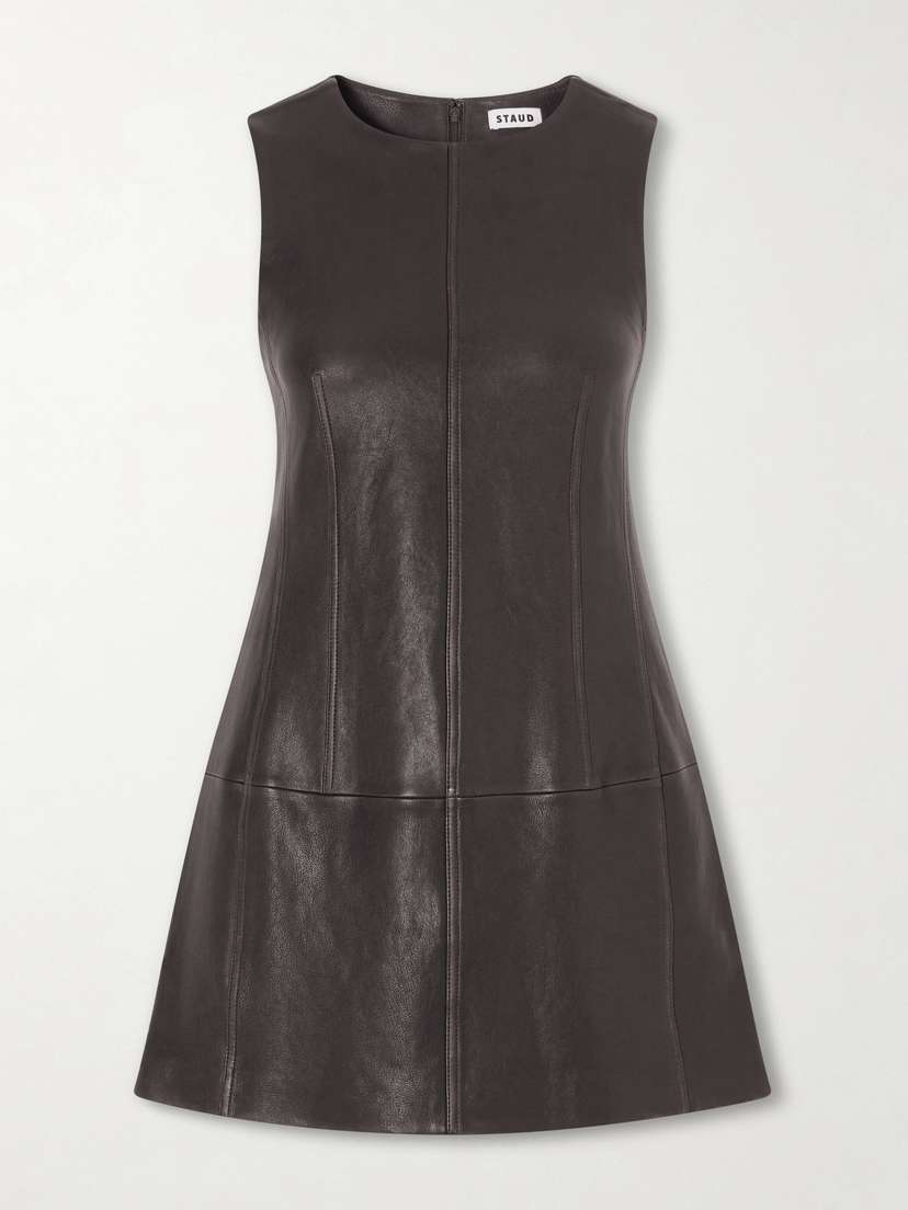 Staud Binx Leather Mini Dress