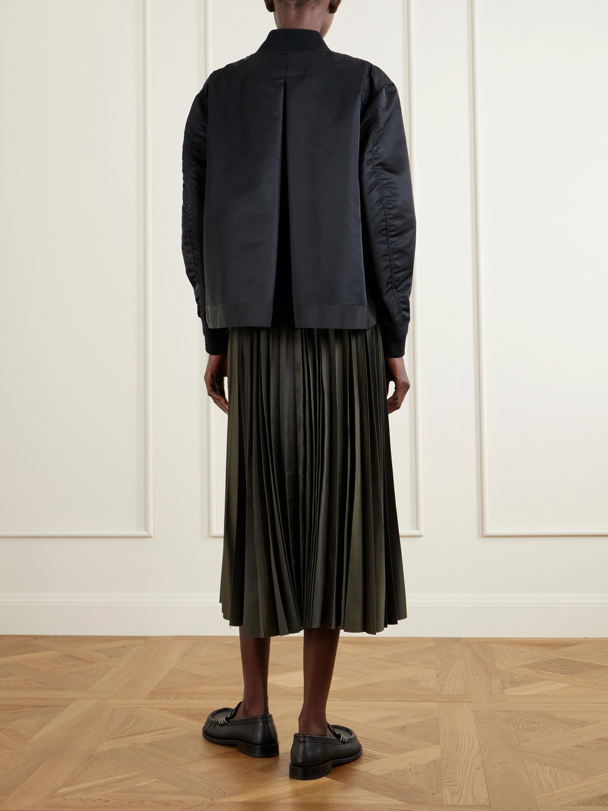 Pleated Padded Shell Bomber Jacket
