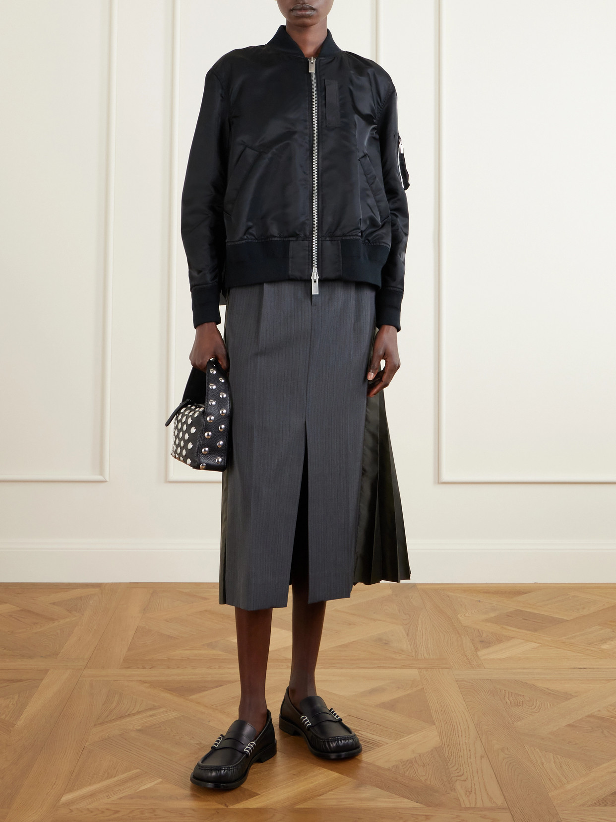 Pleated Padded Shell Bomber Jacket
