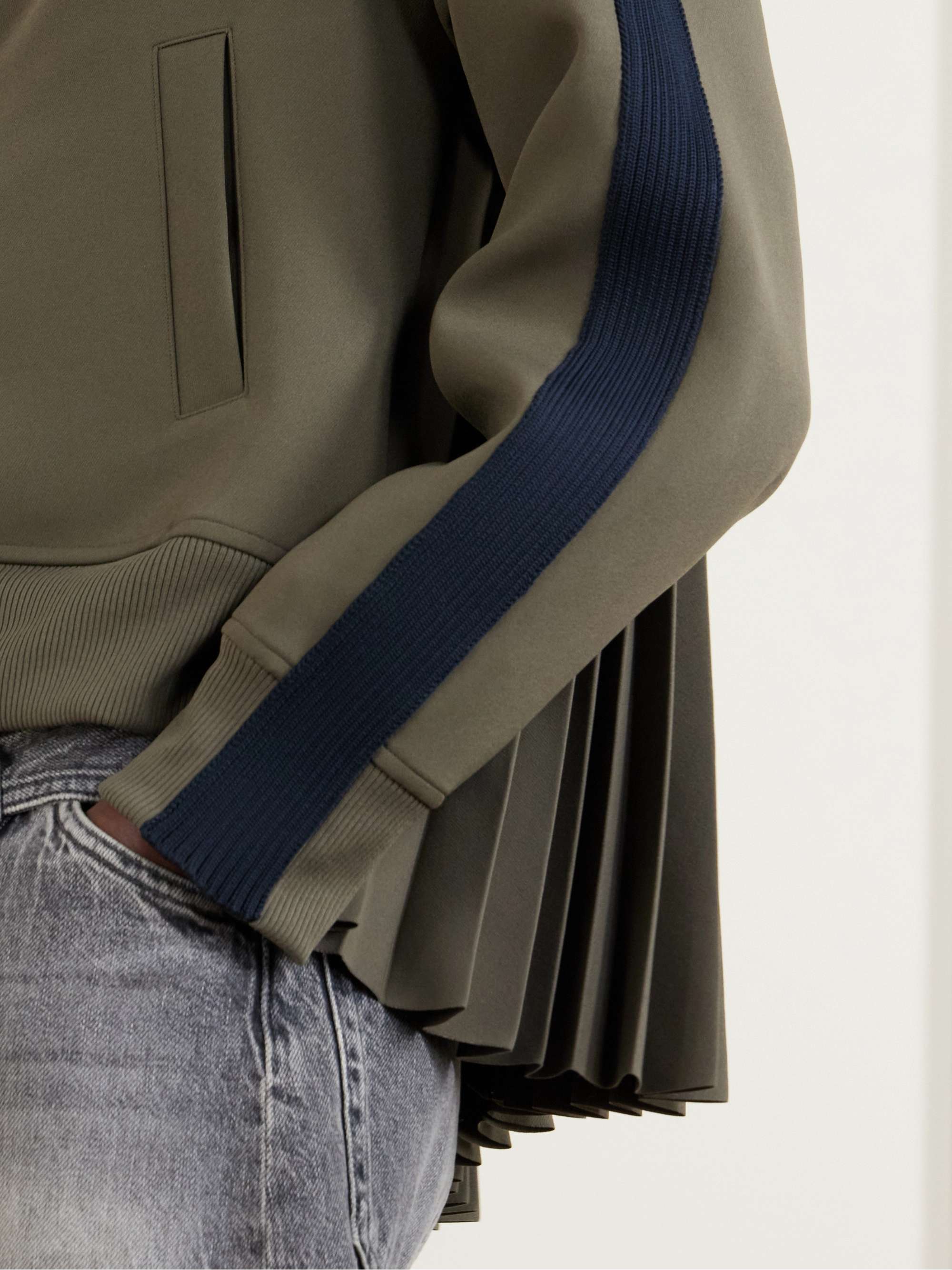SACAI Pleated tech-jersey blouson jacket | NET-A-PORTER