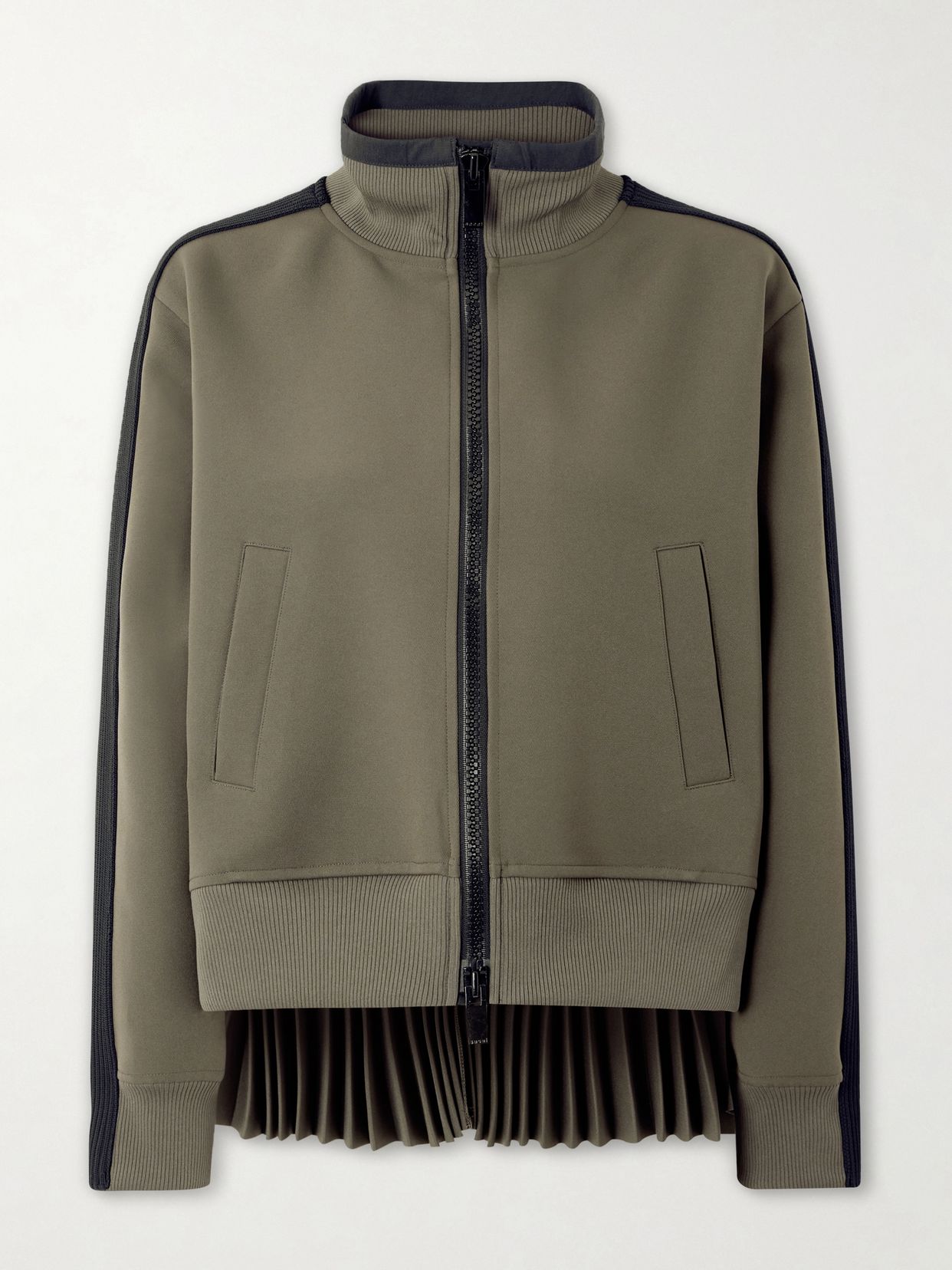 Pleated tech-jersey blouson jacket