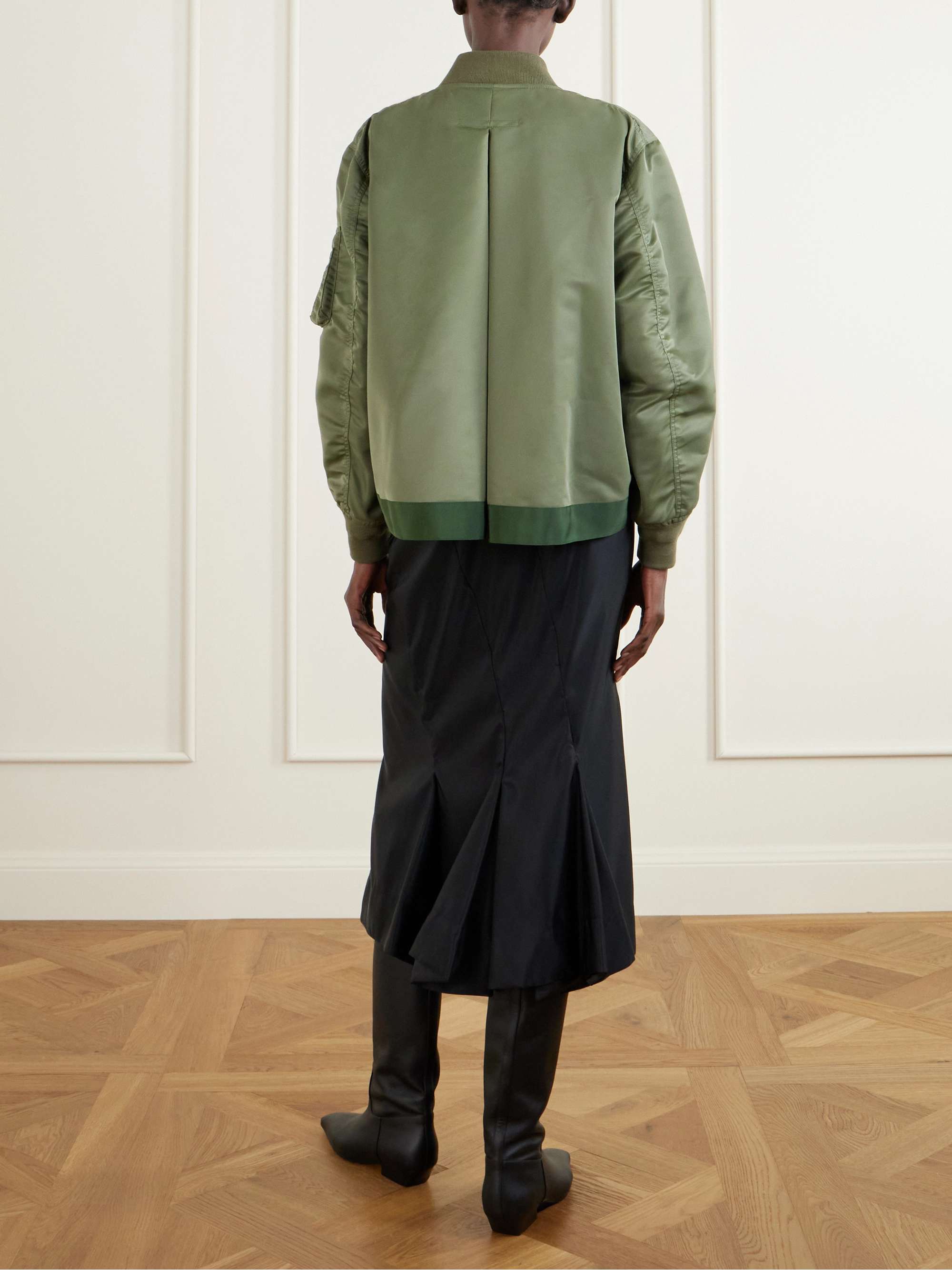 SACAI Pleated padded shell bomber jacket | NET-A-PORTER
