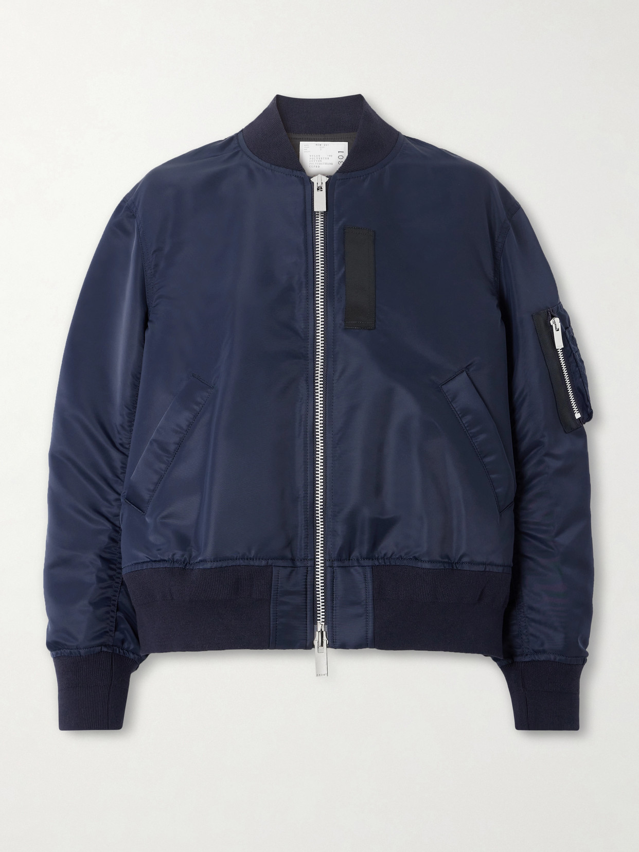 Sacai Pleated Padded Shell Bomber Jacket In Blue