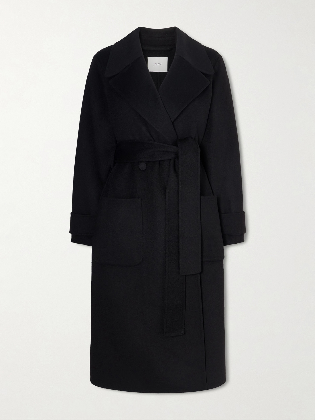 Joseph Arlina Belted Wool And Cashmere-blend Coat In Black