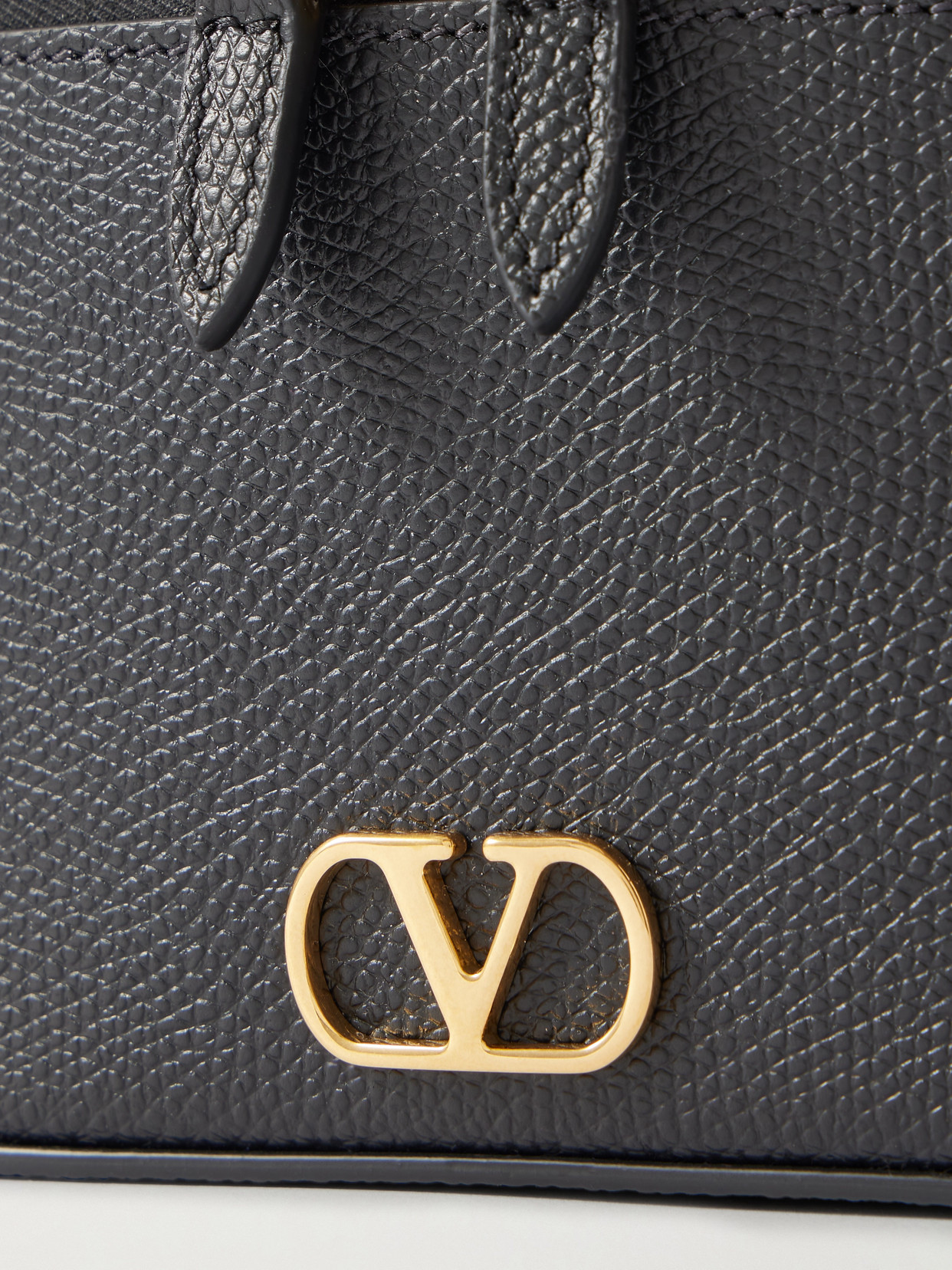 Valentino Garavani Vlogo Signature Mini Vanity Bag In Grainy Calfskin Woman Black Uni In Black