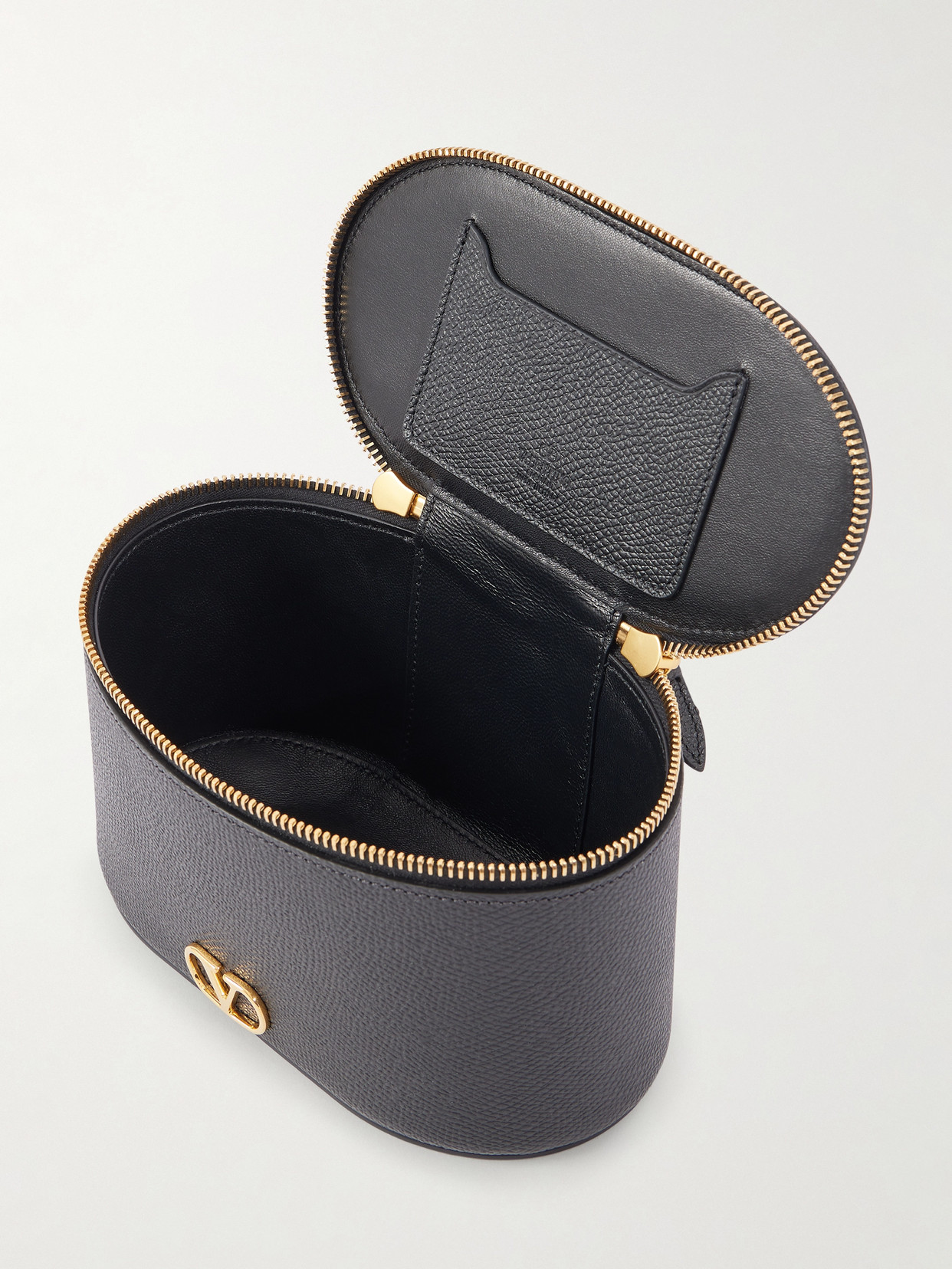 Valentino Garavani Vlogo Signature Mini Vanity Bag In Grainy Calfskin Woman Black Uni In Black