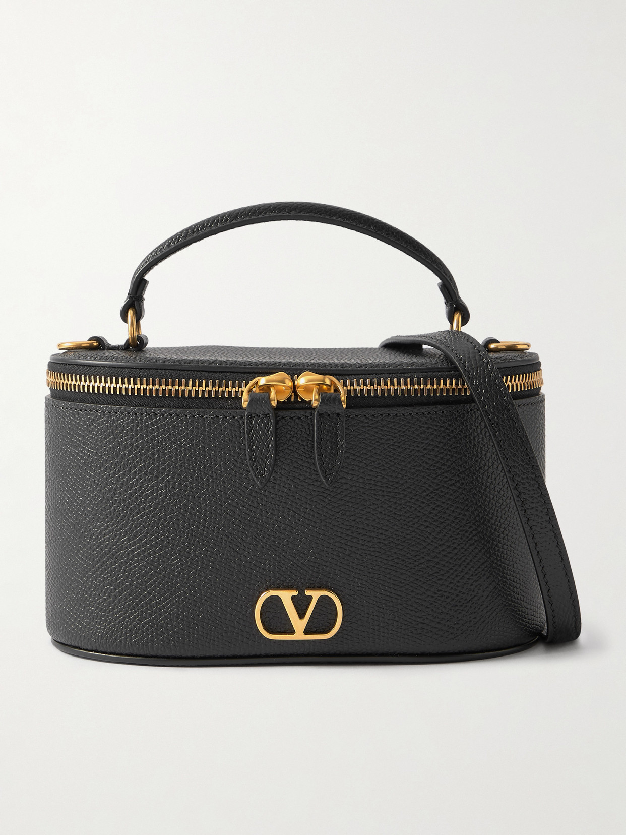 Valentino Garavani Vlogo Signature Mini Vanity Bag In Grainy Calfskin Woman Black Uni In Black