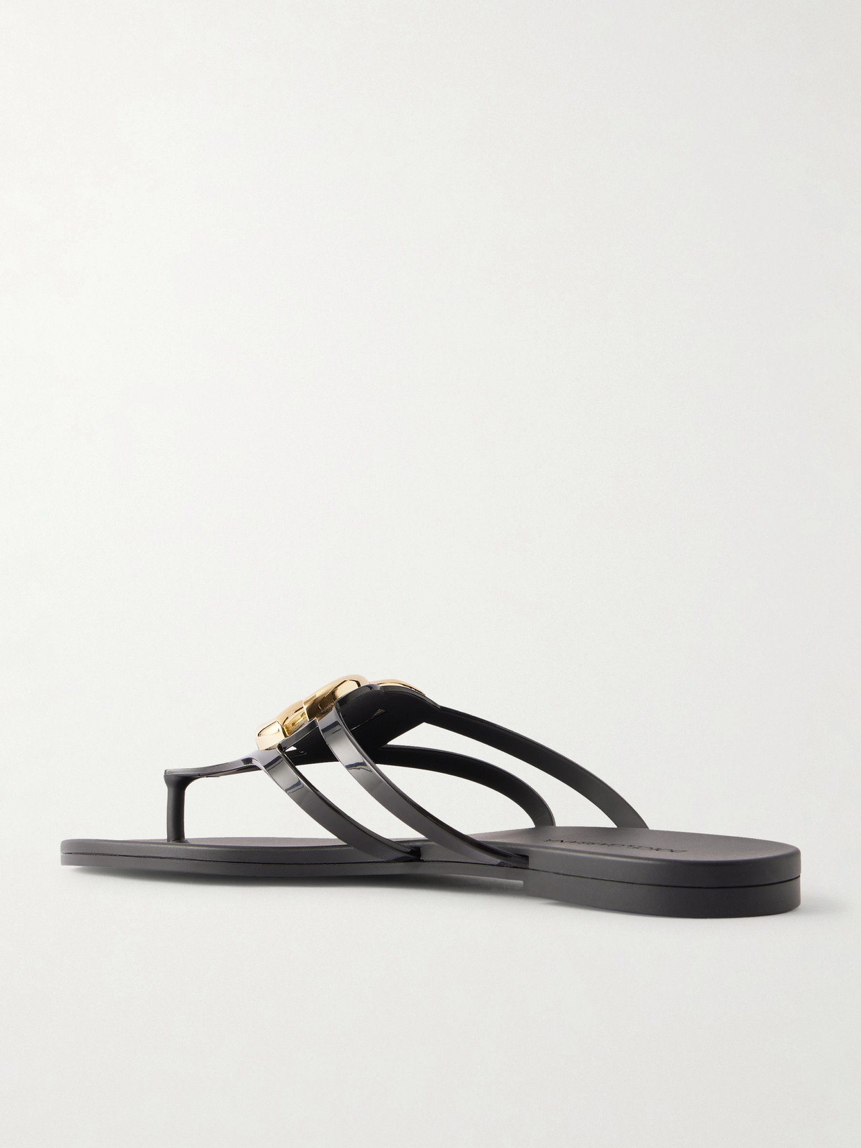 Dolce & Gabbana Black Thong Sandals With Logo Plaque On The Front In Rubber Woman