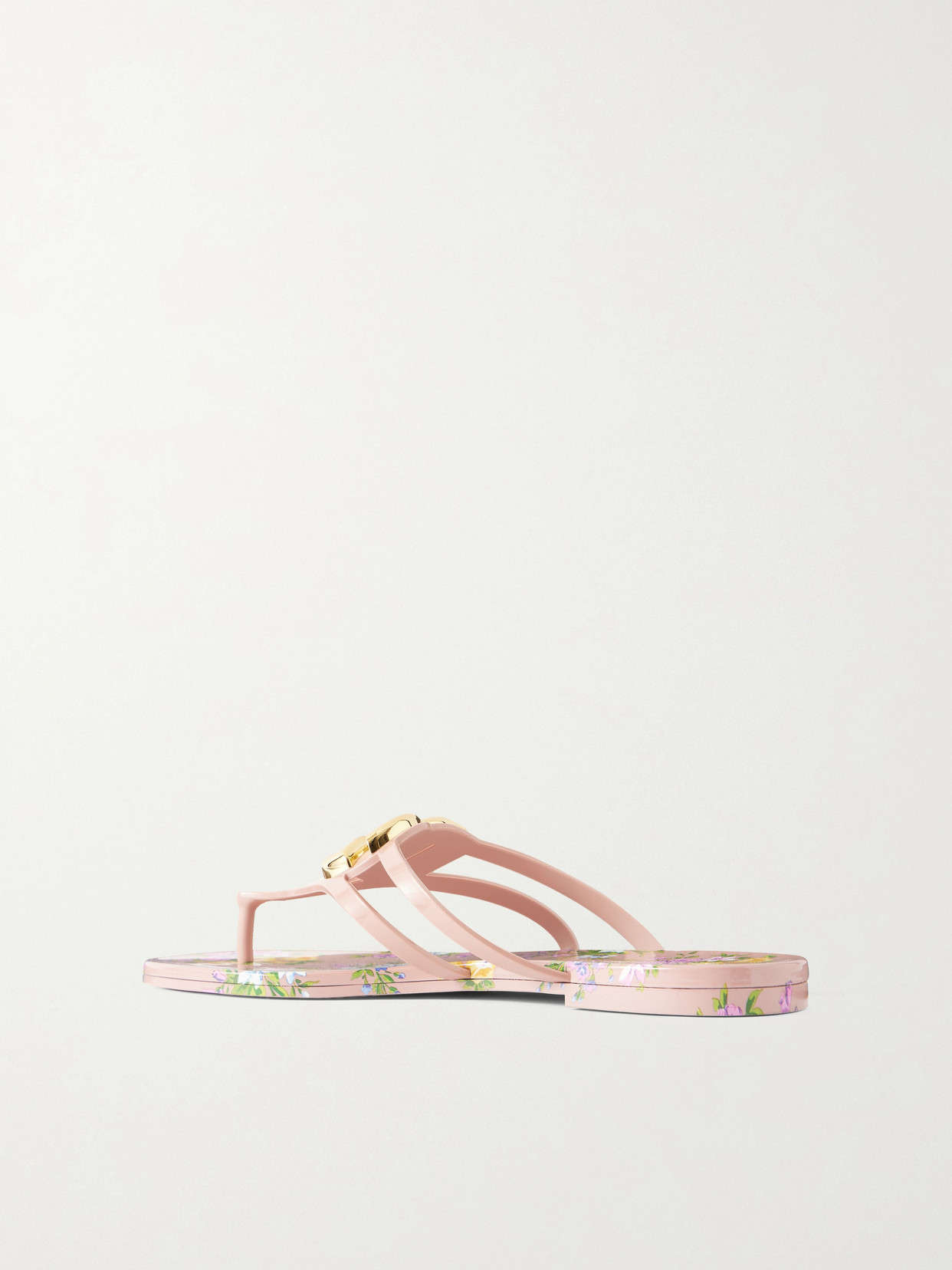 Embellished Floral-Print Rubber Flip Flops