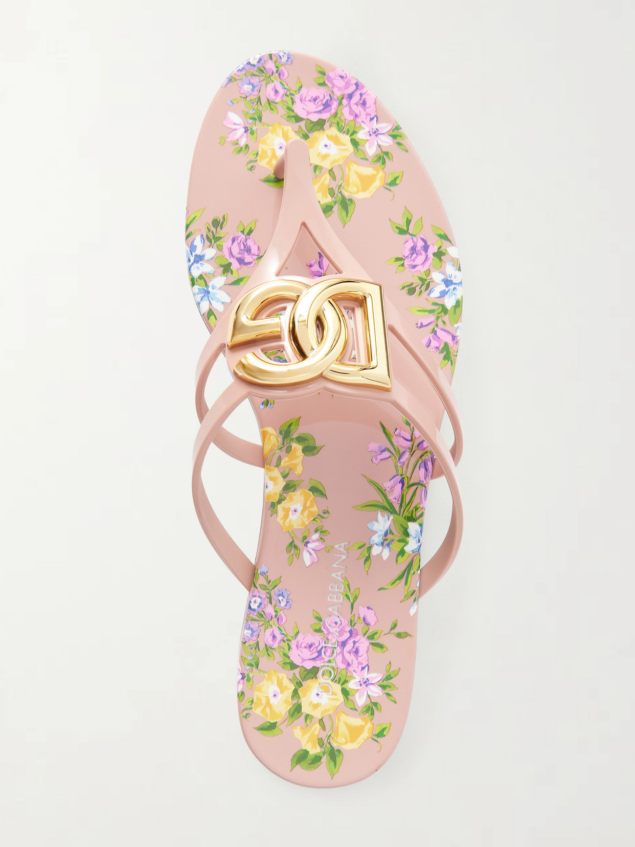 Embellished Floral-Print Rubber Flip Flops