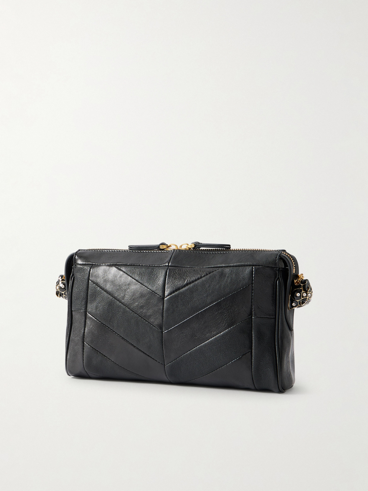 Valentino Panthea Paneled Leather Shoulder Bag In Black