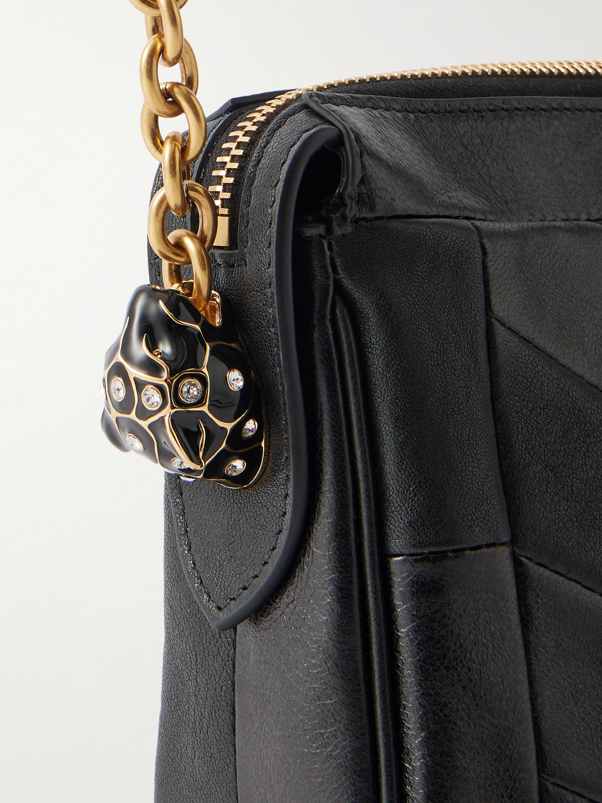 Valentino Panthea Paneled Leather Shoulder Bag In Black