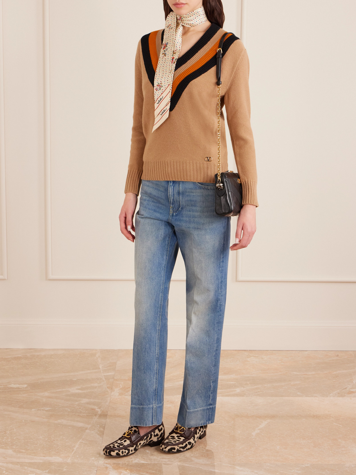 Valentino Panthea Paneled Leather Shoulder Bag In Black