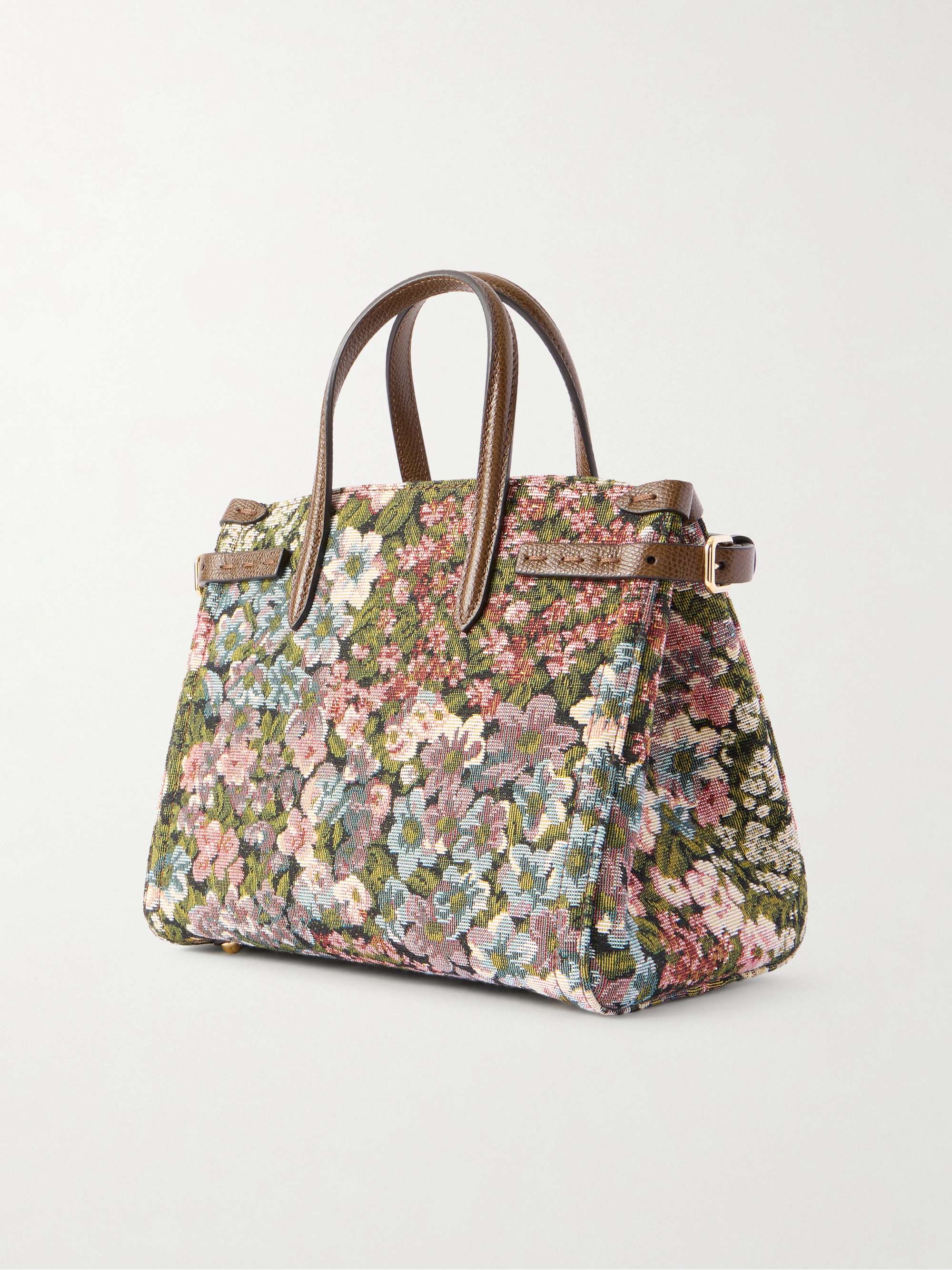VALENTINO GARAVANI Antibes small leather-trimmed floral-jacquard