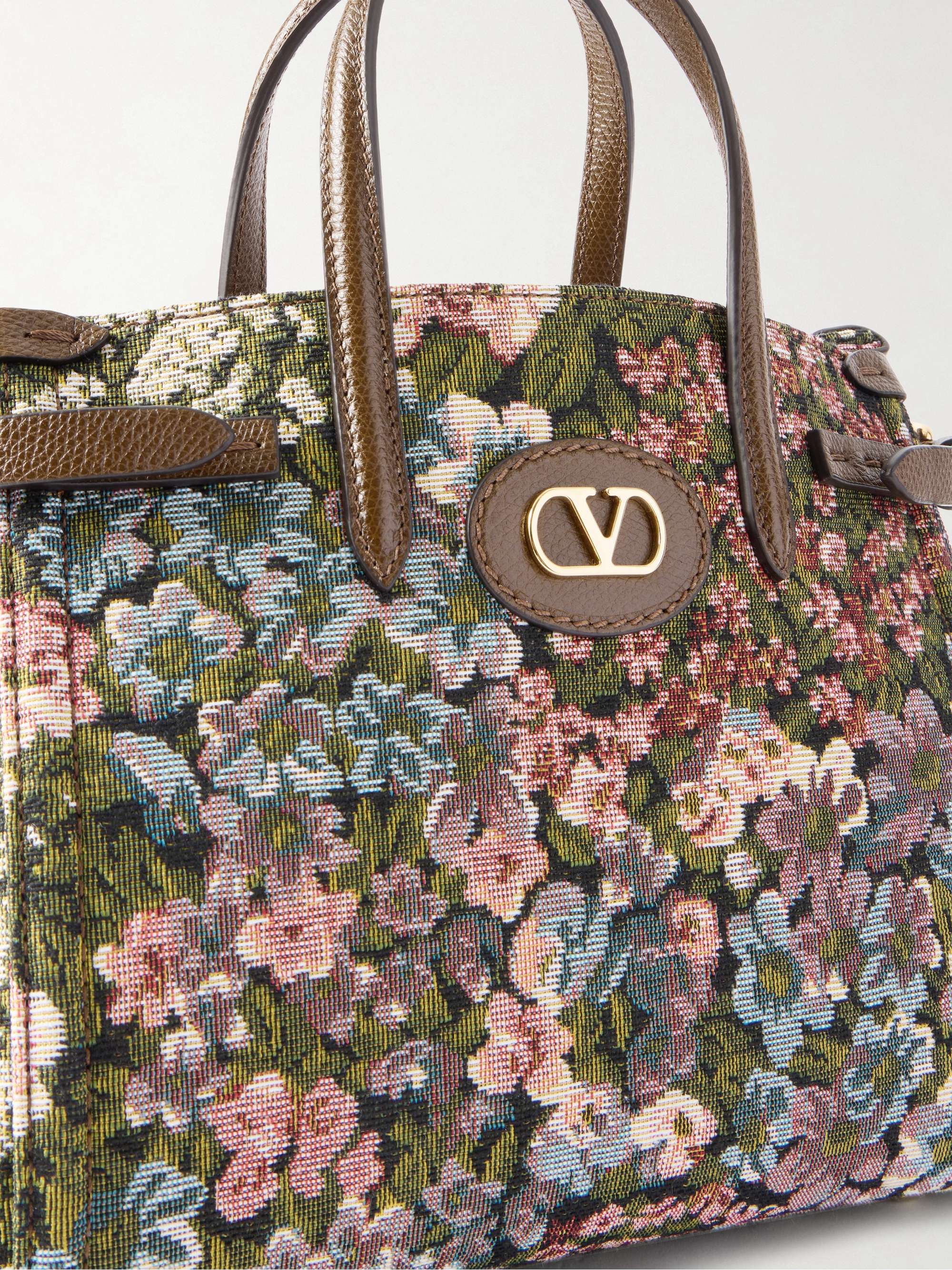 VALENTINO GARAVANI Antibes small leather-trimmed floral-jacquard