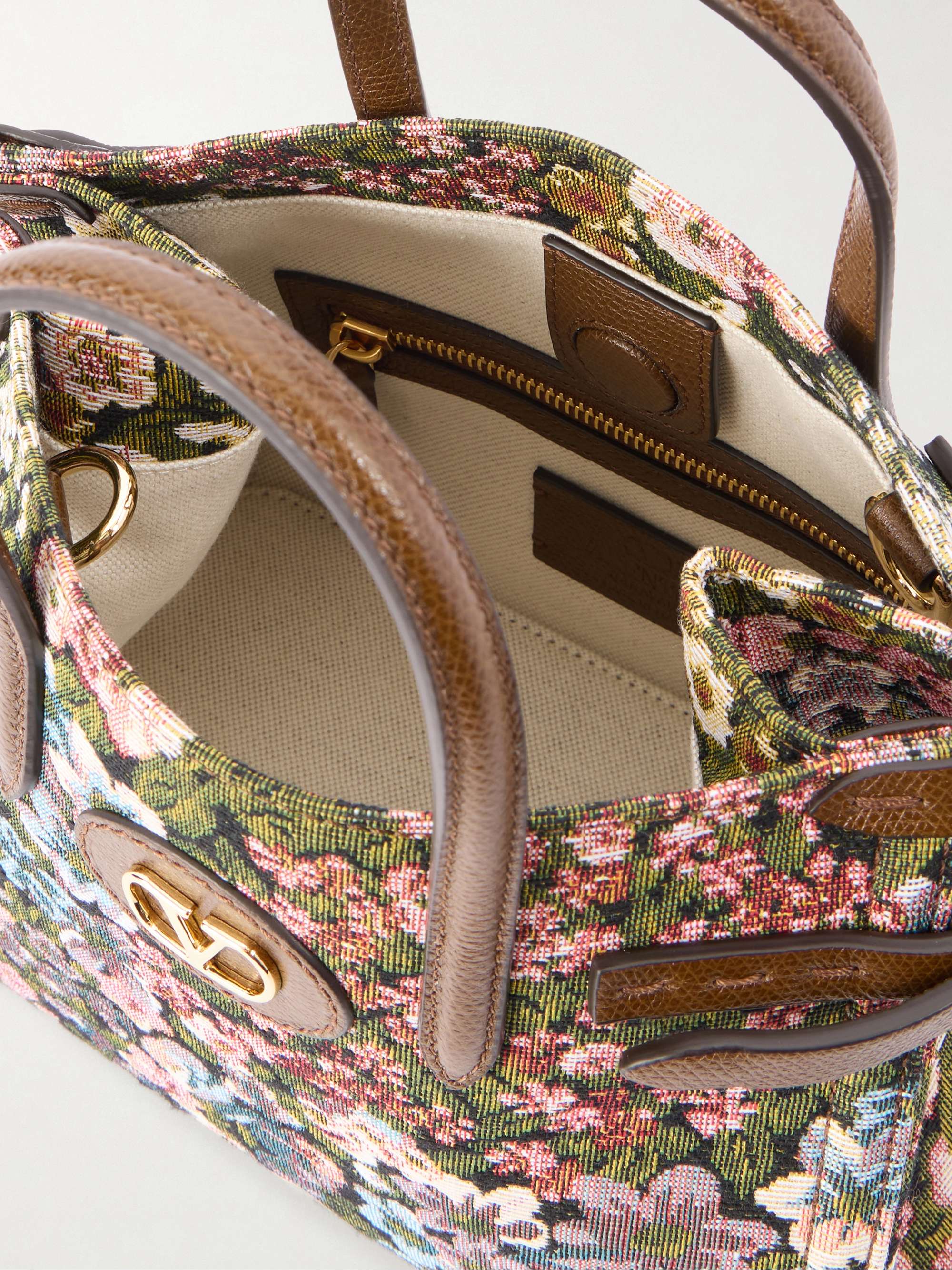 VALENTINO GARAVANIバッグ 外袋付き VALENTINO GARAVANI Antibes small leather-trimmed floral-jacquard
