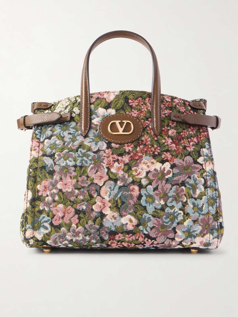 Valentino Garavani Antibes Small Leather-trimmed Floral-jacquard Canvas Tote