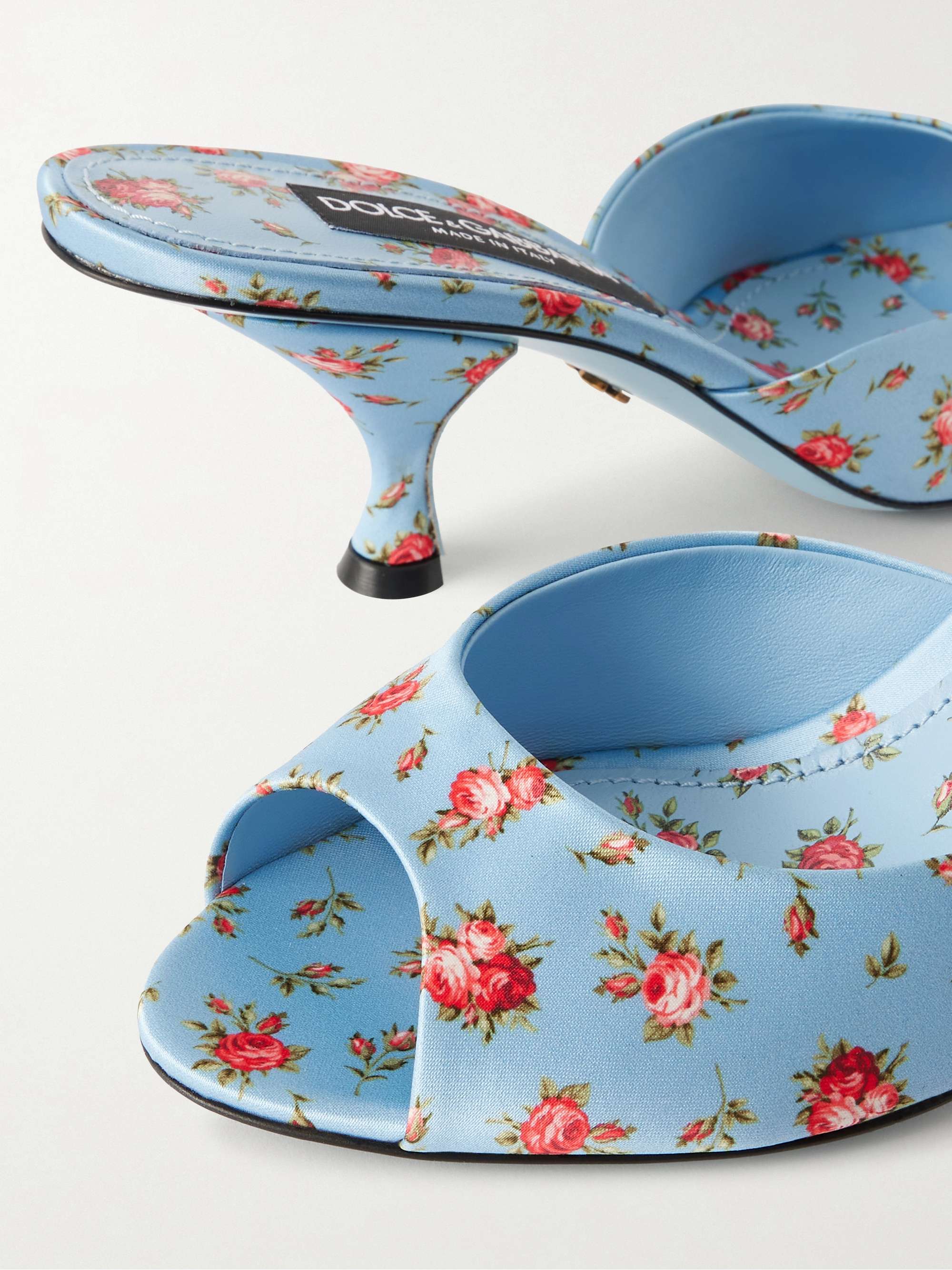 DOLCE&AMP;GABBANA Kiera floral-print satin mules | NET-A-PORTER