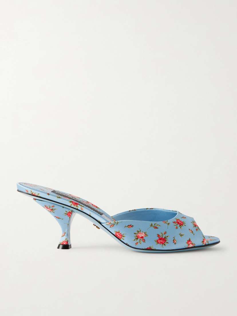 Dolce & Gabbana Kiera Floral-print Satin Mules