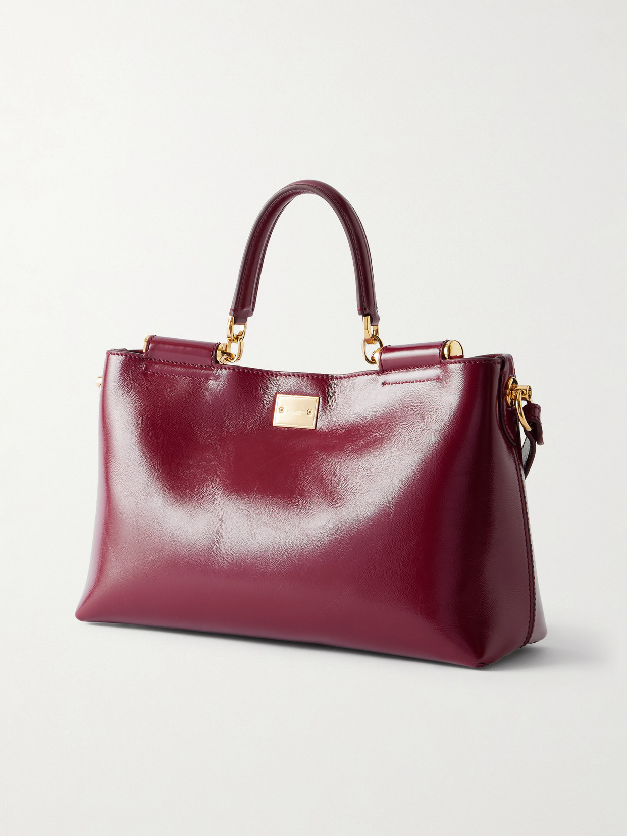 Dolce & Gabbana My Sicily Glossed-leather Shoulder Bag In Red