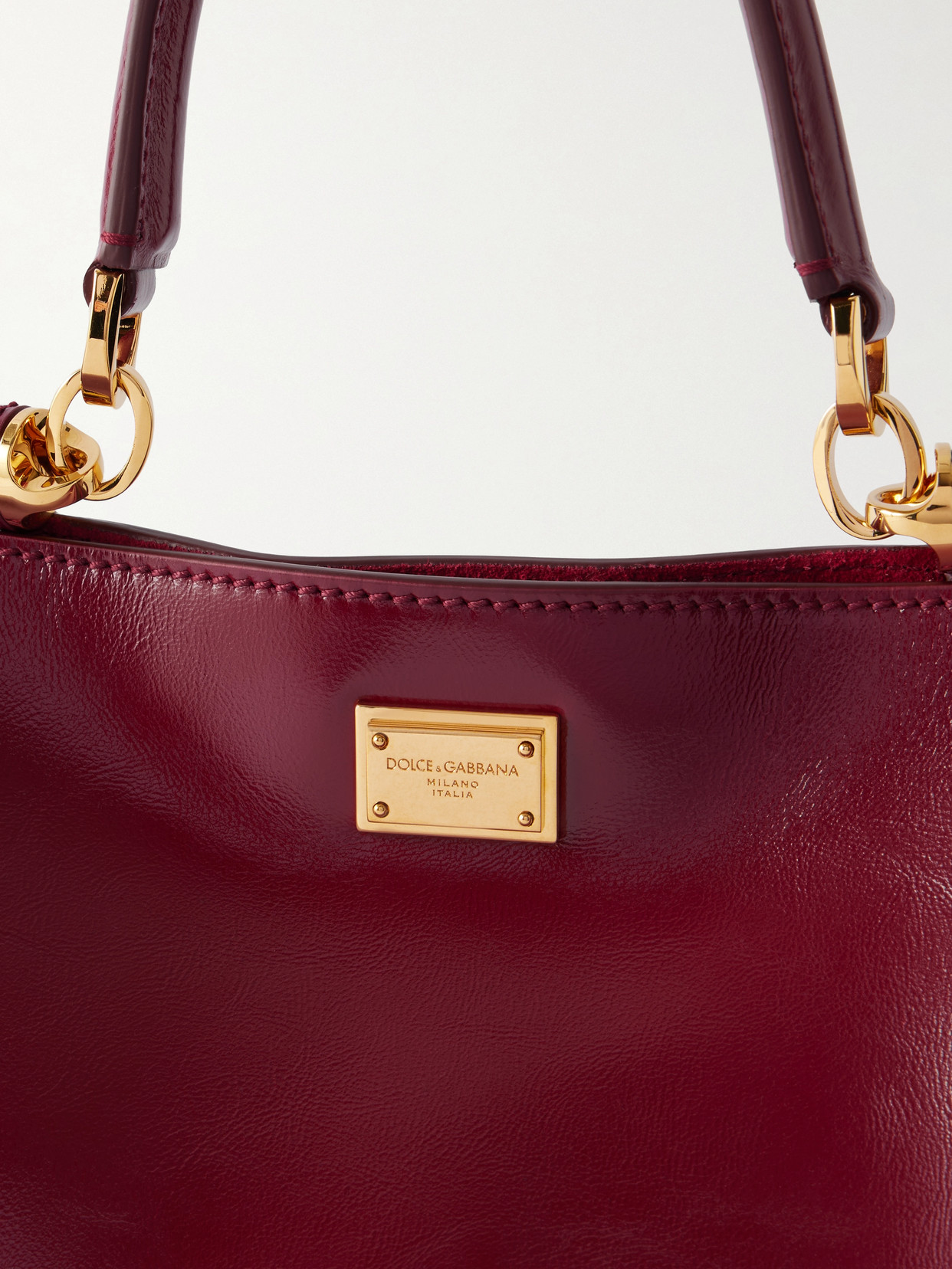 Dolce & Gabbana My Sicily Glossed-leather Shoulder Bag In Red