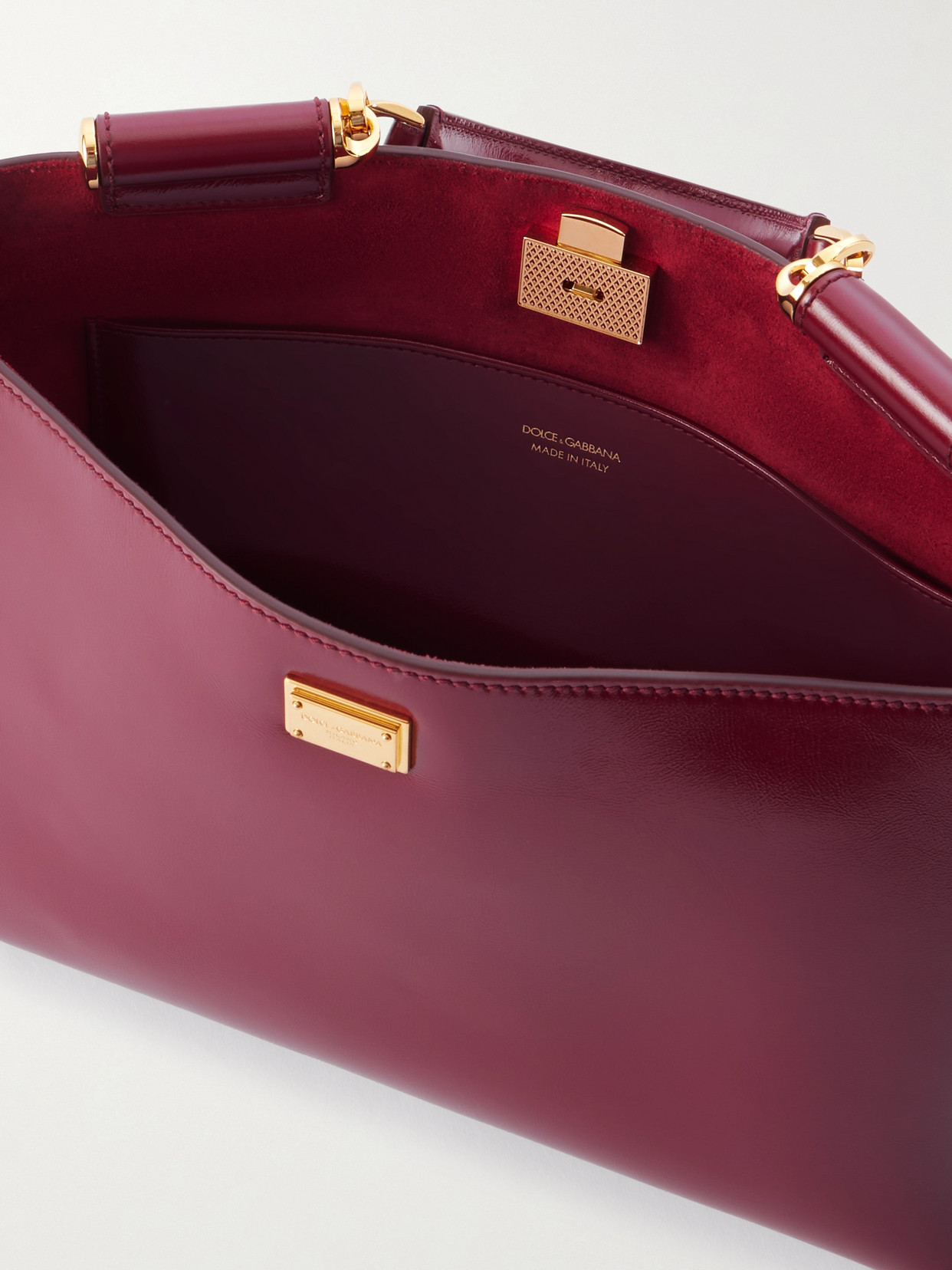 Dolce & Gabbana My Sicily Glossed-leather Shoulder Bag In Red