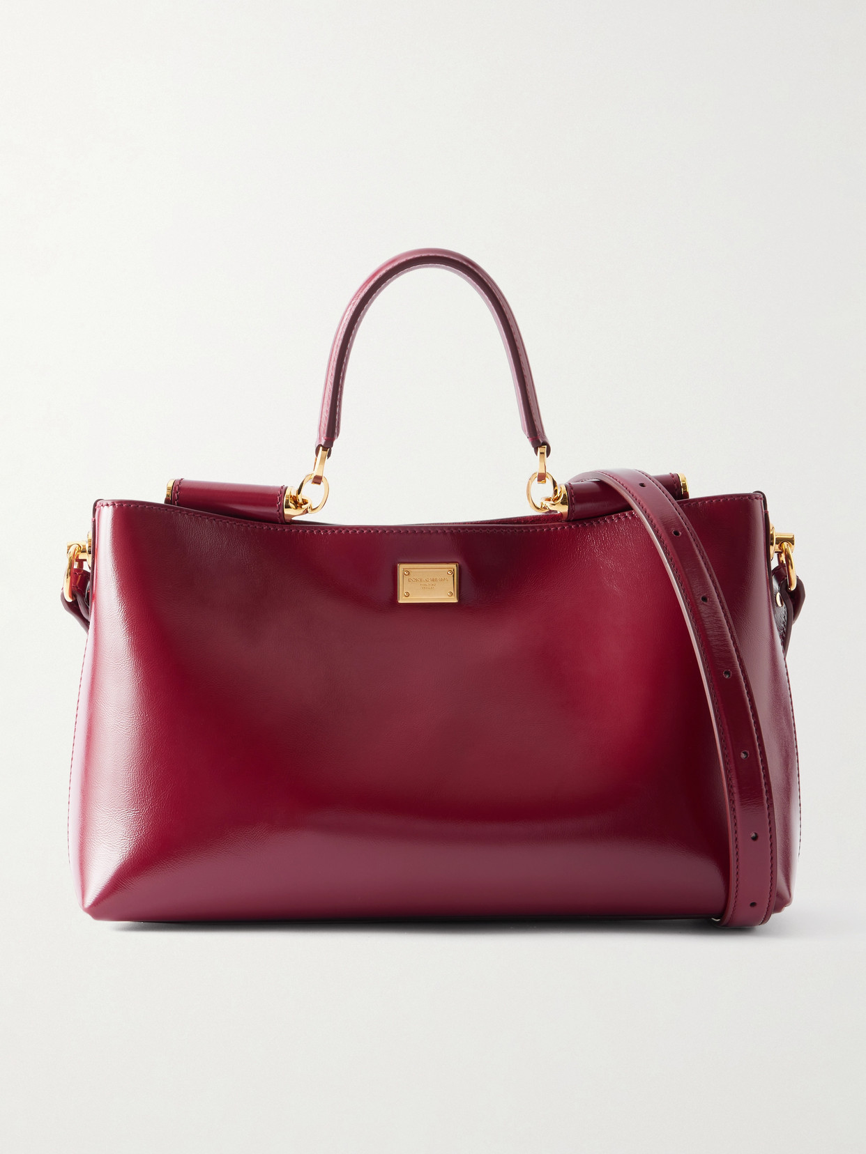 Dolce & Gabbana My Sicily Glossed-leather Shoulder Bag In Red