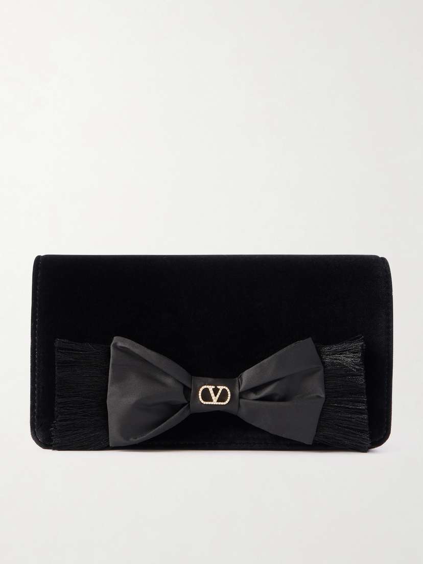 Valentino Garavani Vlogo Signature Mini Bow-detailed Velvet Shoulder Bag