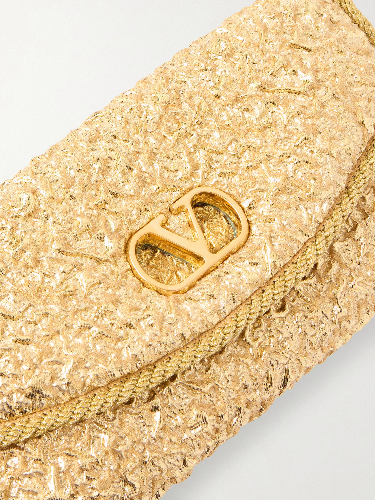 Valentino Garavani Mini Structured Handbag With Signature Detailing In Gold