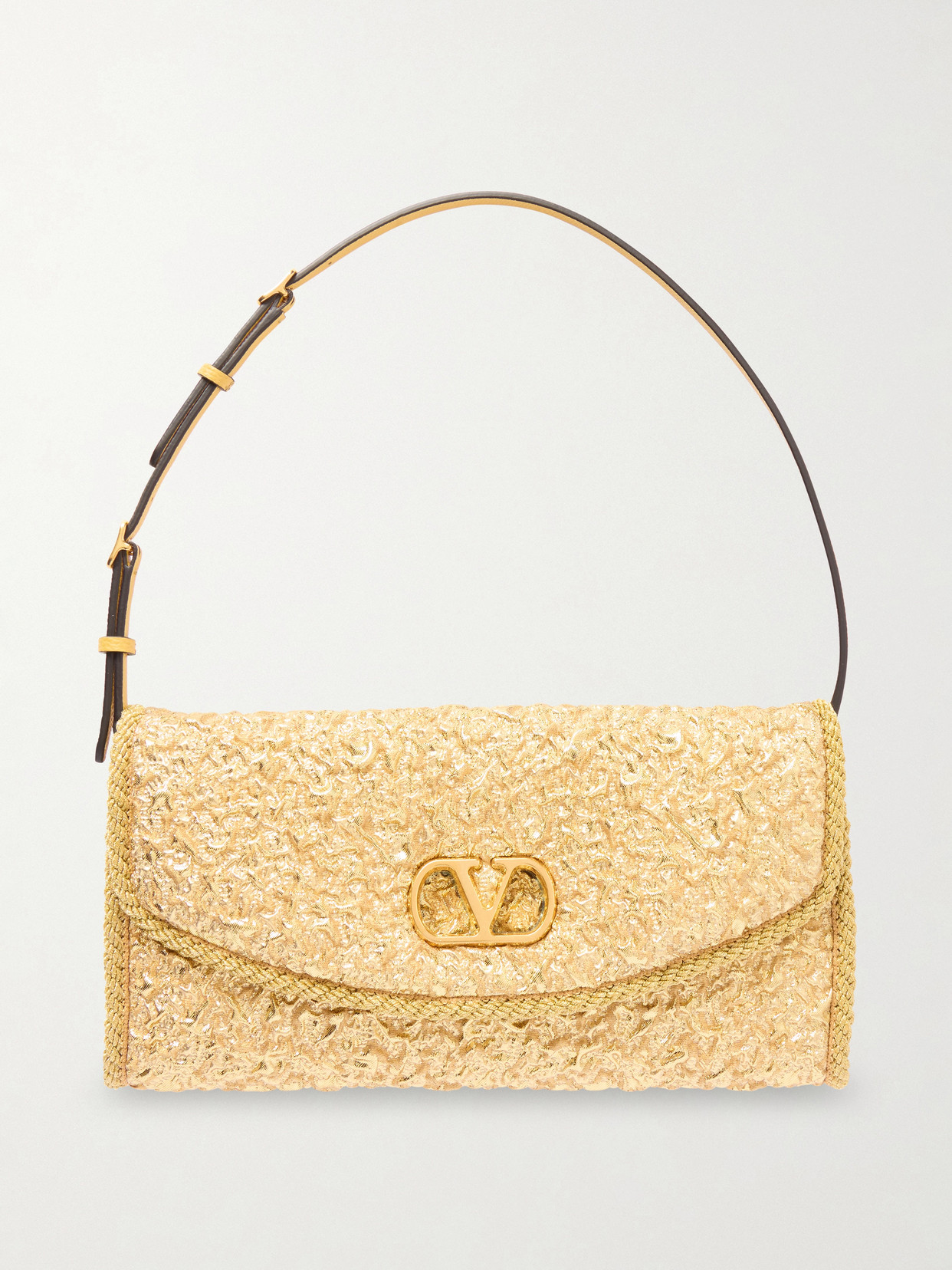 Valentino Garavani Mini Structured Handbag With Signature Detailing In Gold