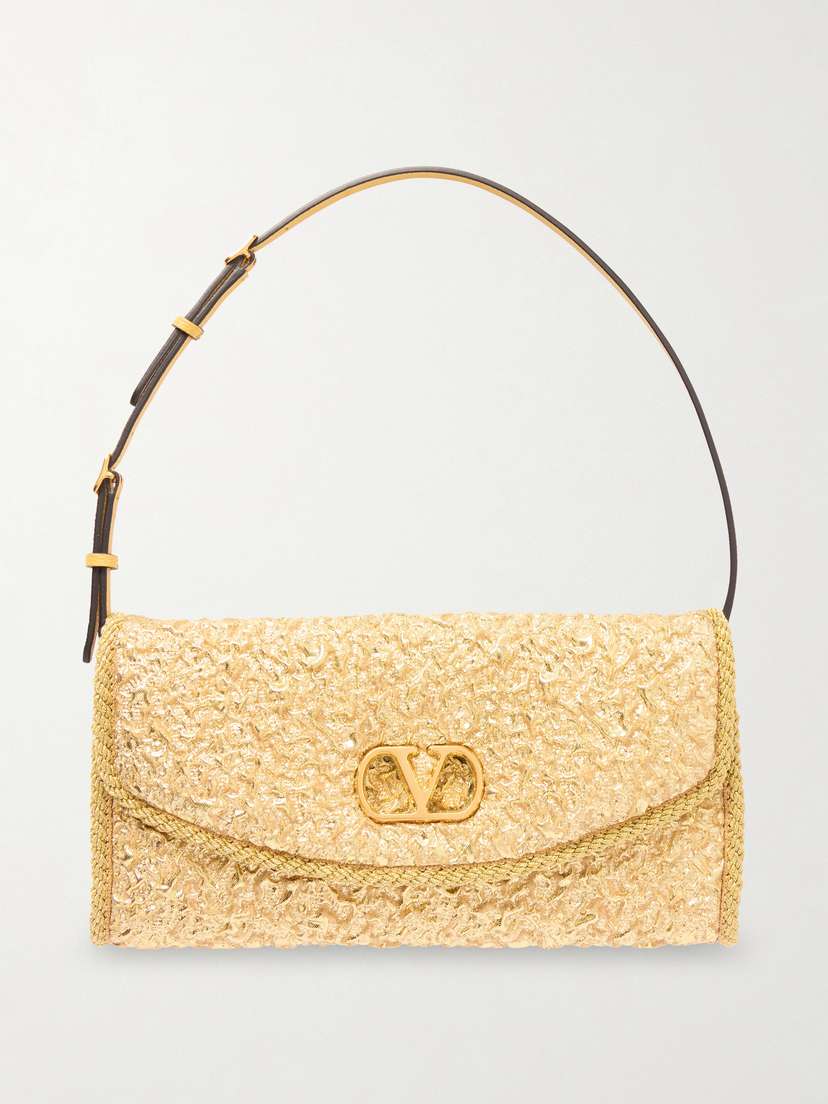 Valentino Garavani Leather-trimmed Cloqué Shoulder Bag