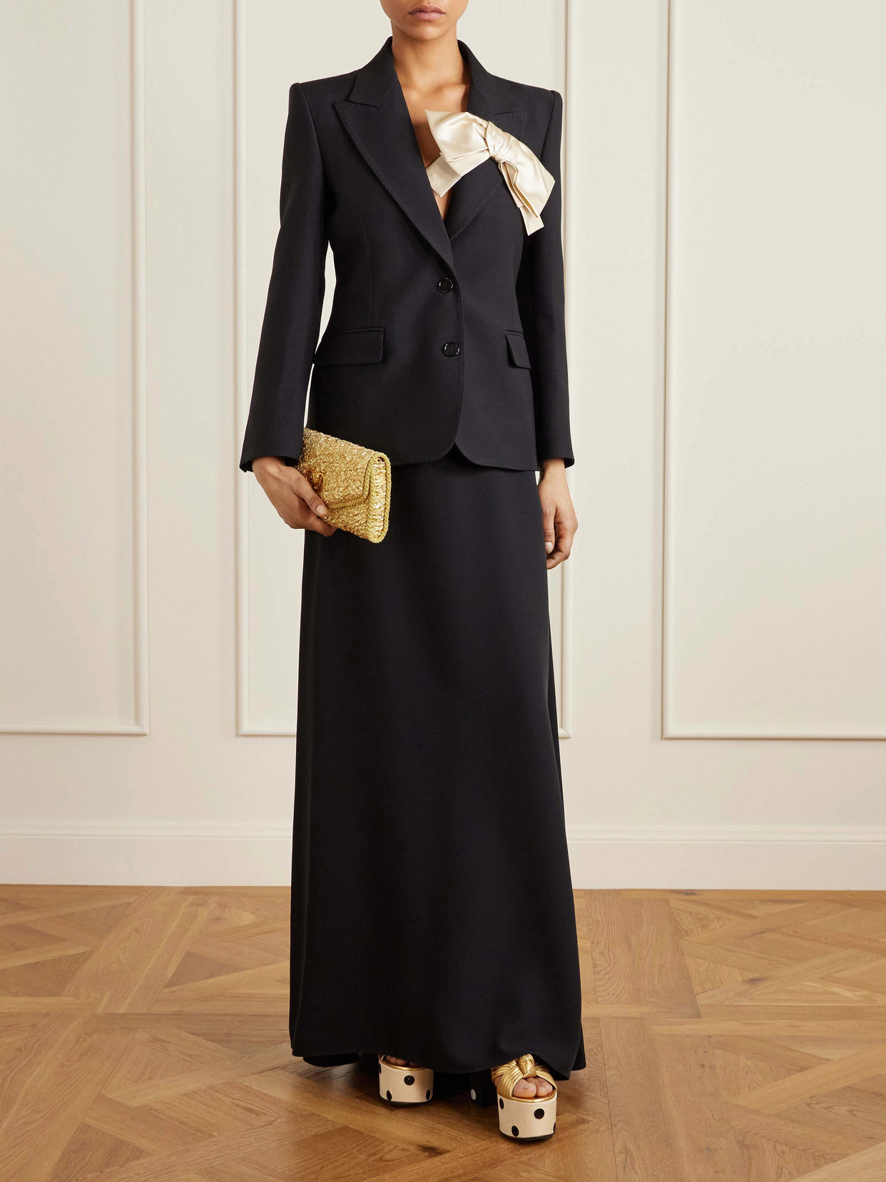Valentino Garavani Mini Structured Handbag With Signature Detailing In Gold