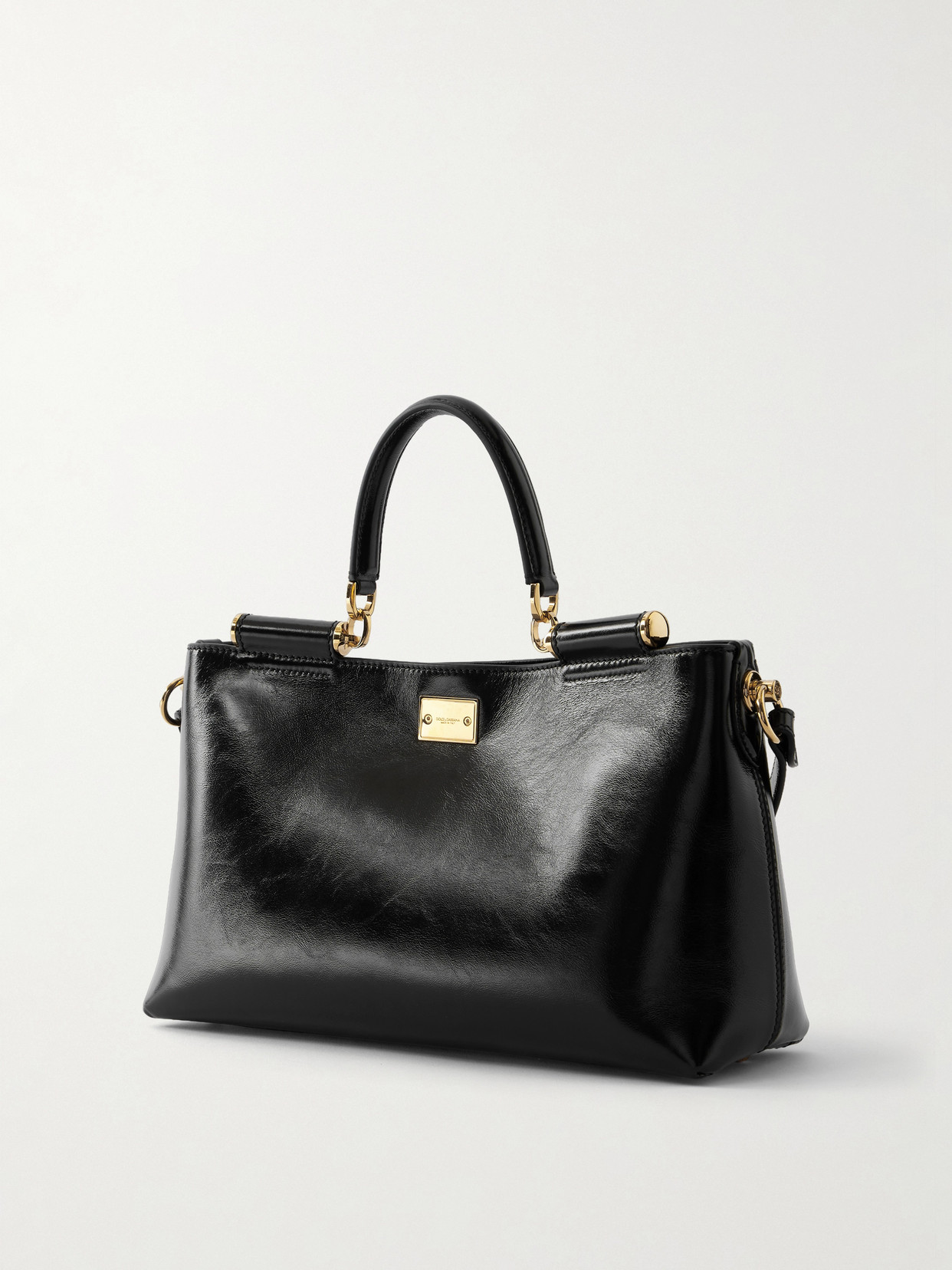 Dolce & Gabbana My Sicily Leather Shoulder Bag In Black