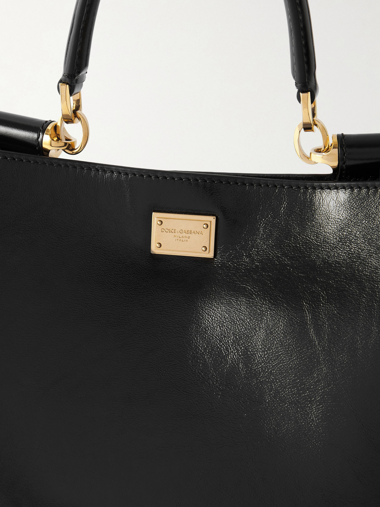 Dolce & Gabbana My Sicily Leather Shoulder Bag In Black