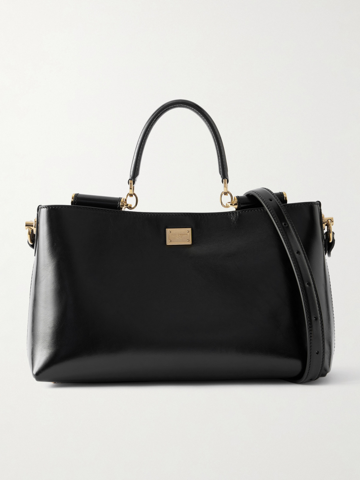 Dolce & Gabbana My Sicily Leather Shoulder Bag In Black