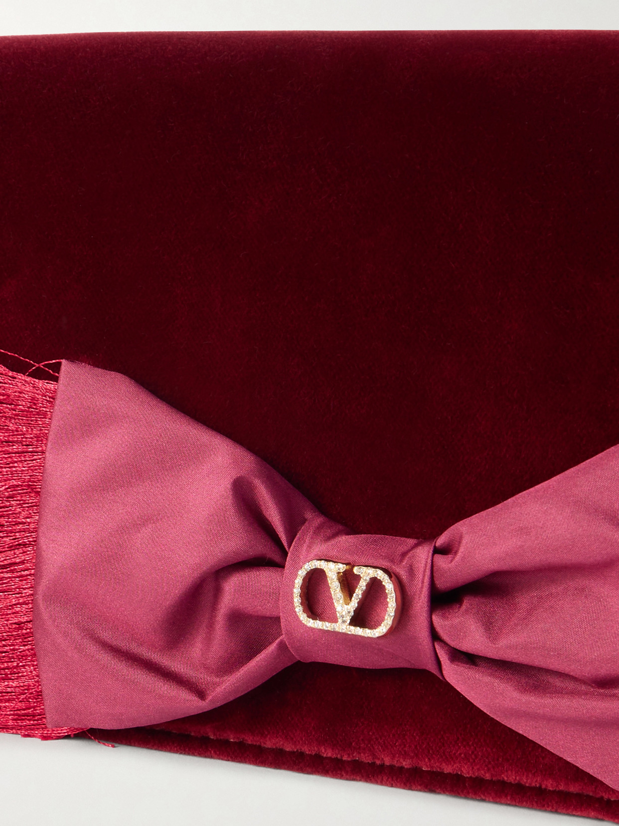 Valentino Garavani Vlogo Signature Mini Velvet Shoulder Bag Woman Maroon Uni In Burgundy