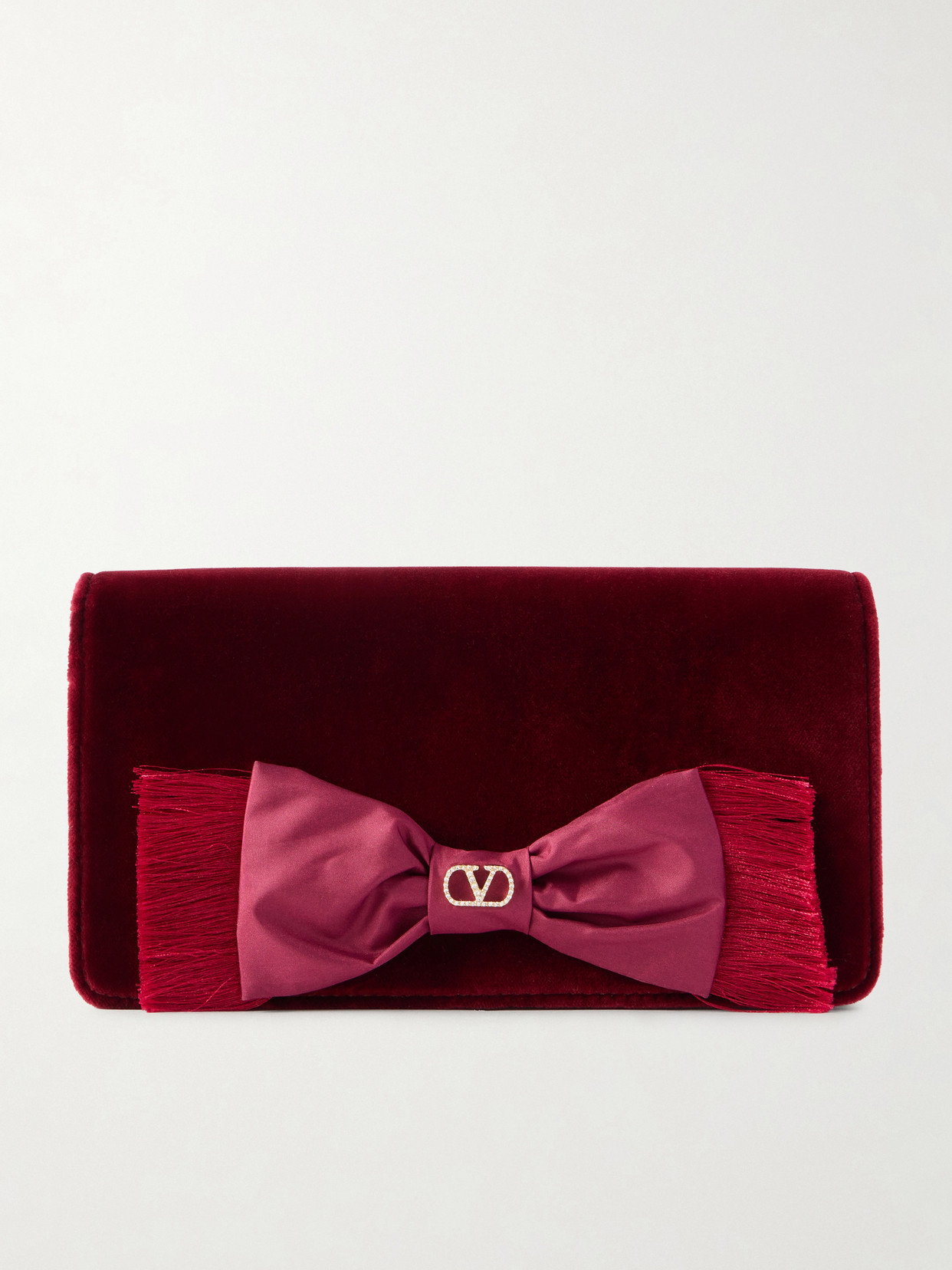 Valentino Garavani Vlogo Signature Mini Velvet Shoulder Bag Woman Maroon Uni In Burgundy