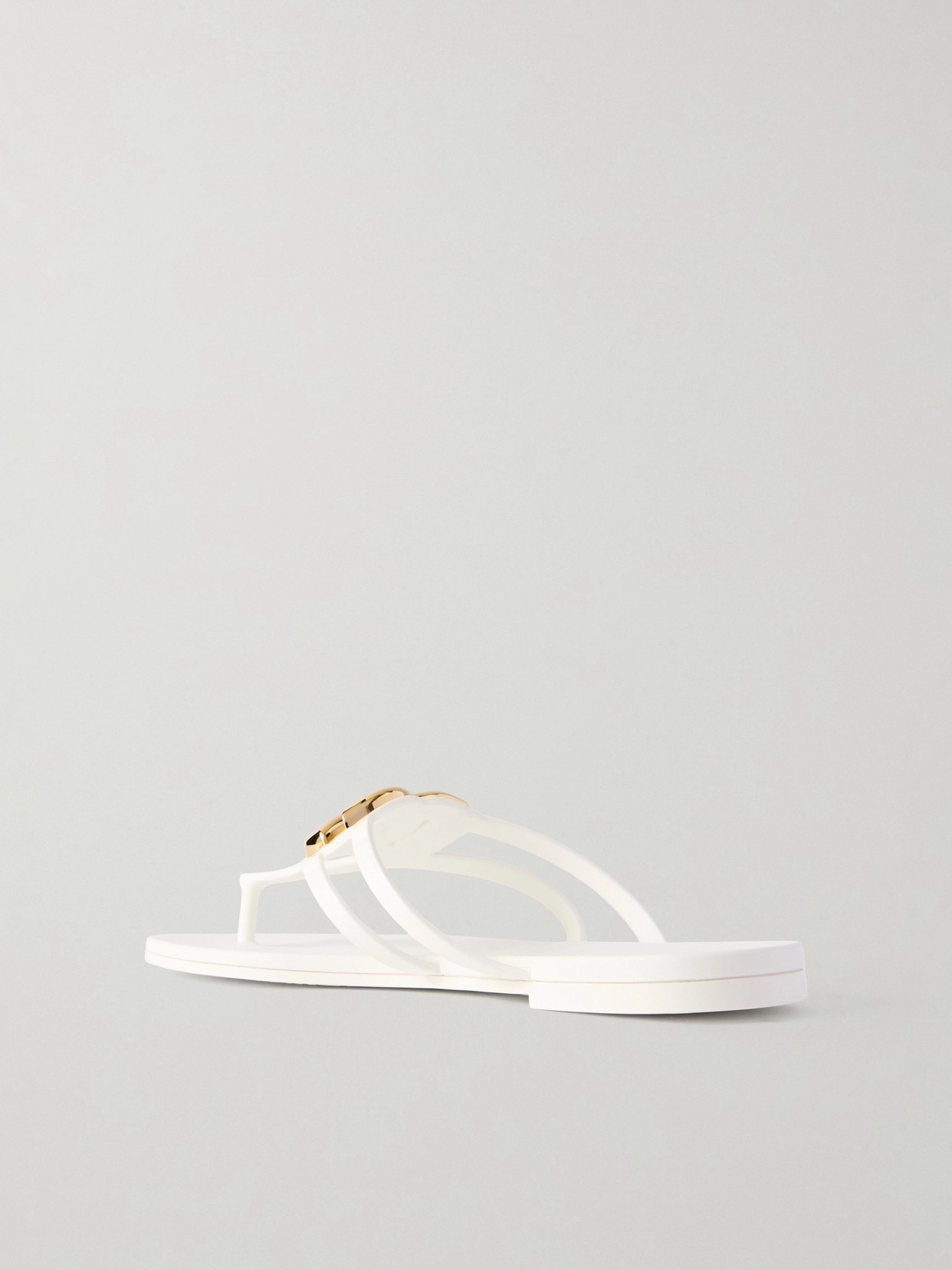 Dolce & Gabbana Embellished Rubber Flip Flops In White