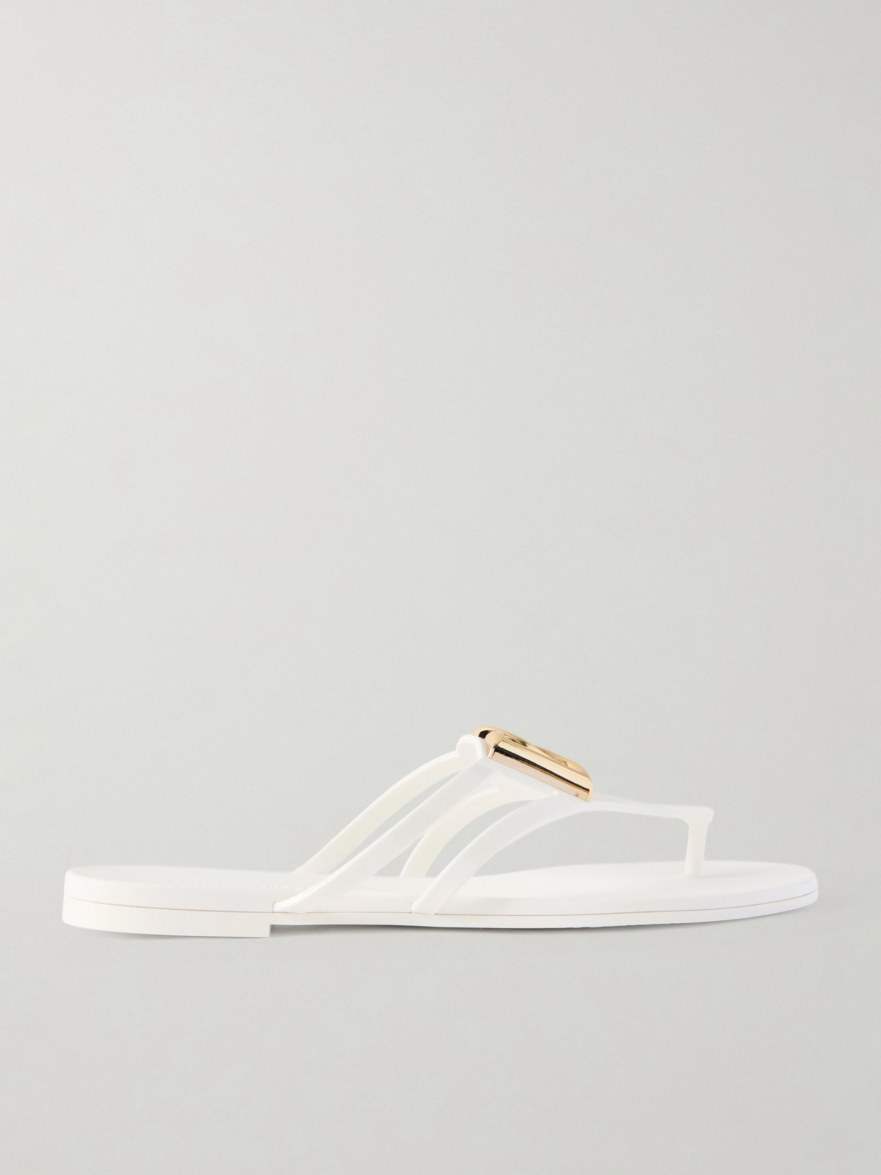 Dolce & Gabbana Embellished Rubber Flip Flops In White