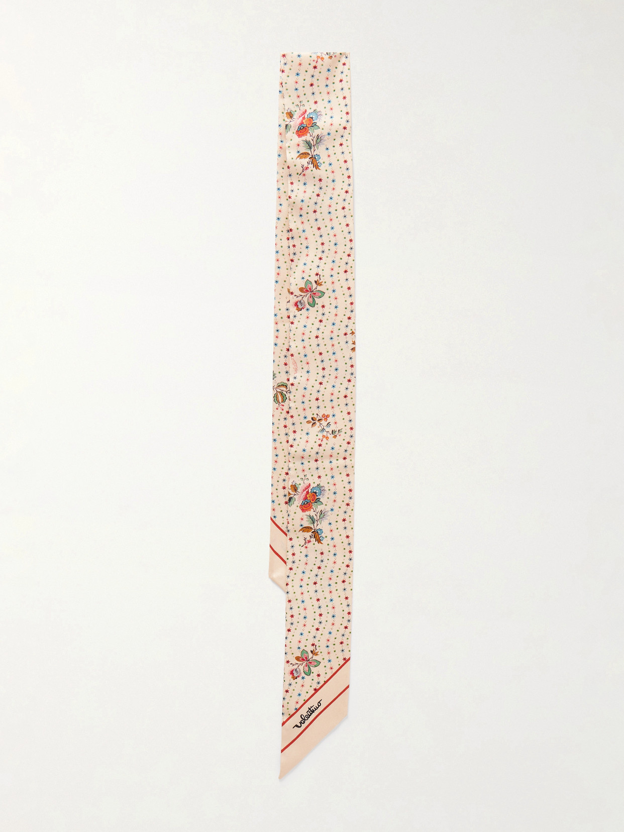 Valentino Floral-print Silk Scarf In Neutral
