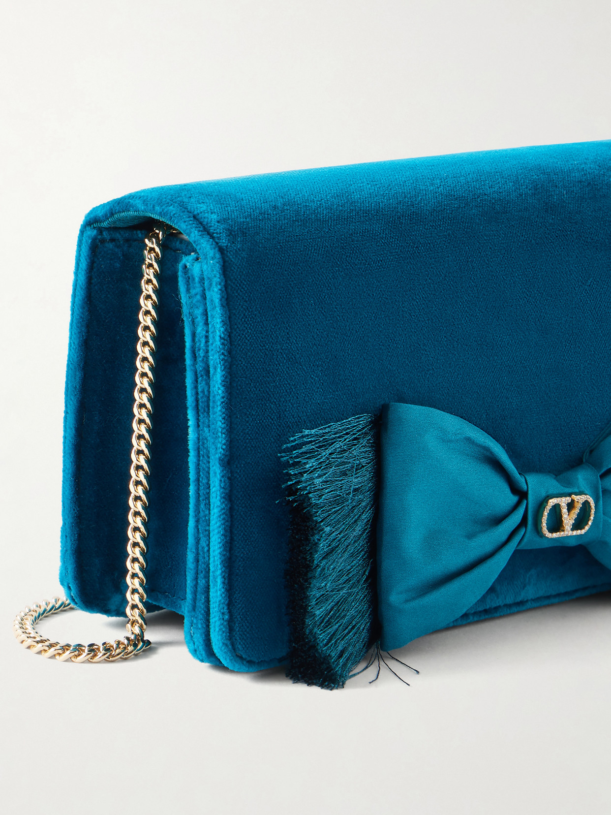 Garavani - Vlogo Signature Mini Bow-Detailed Velvet Shoulder Bag