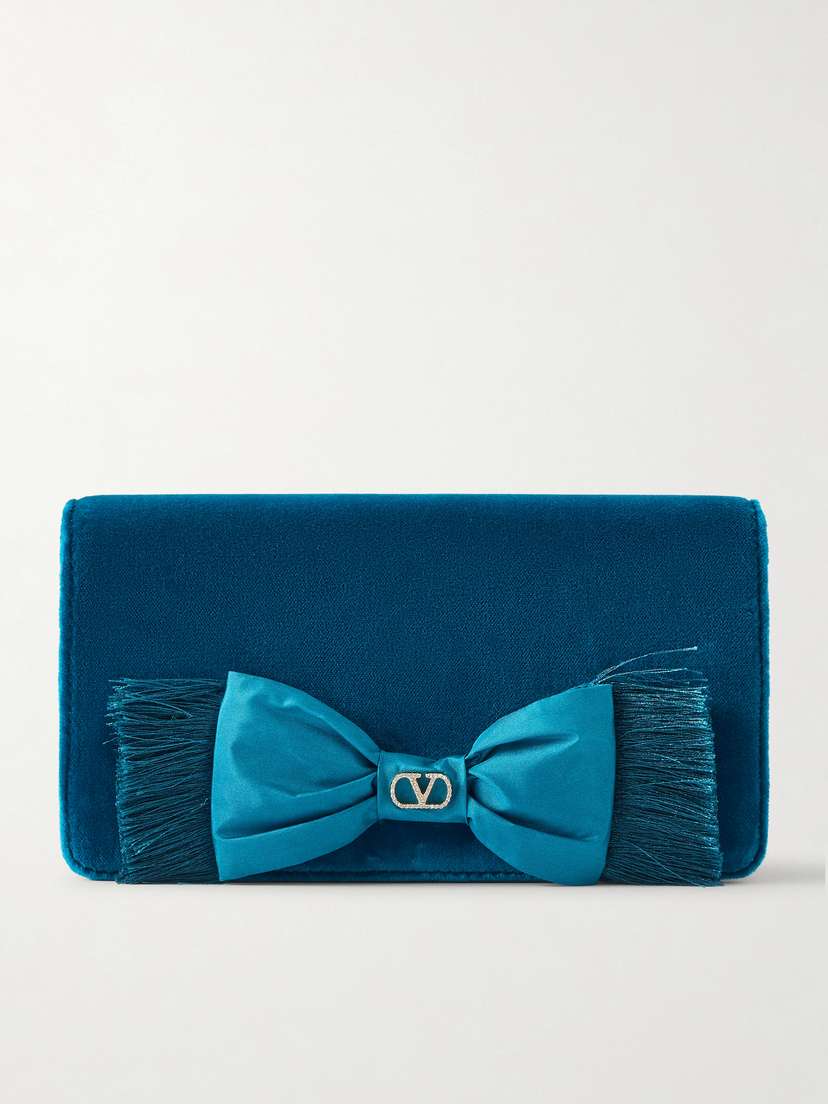 Valentino Garavani Vlogo Signature Mini Bow-detailed Velvet Shoulder Bag