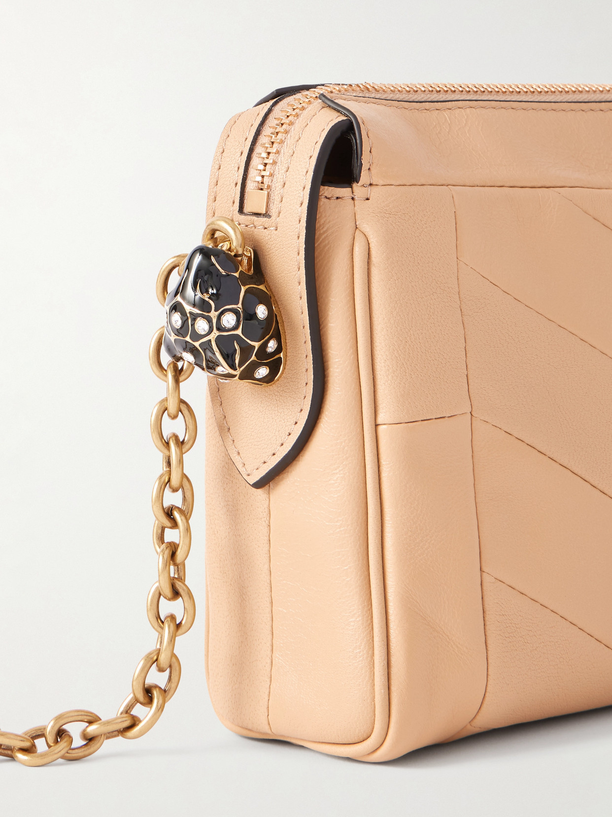 Valentino Panthea Paneled Leather Shoulder Bag In Neutral