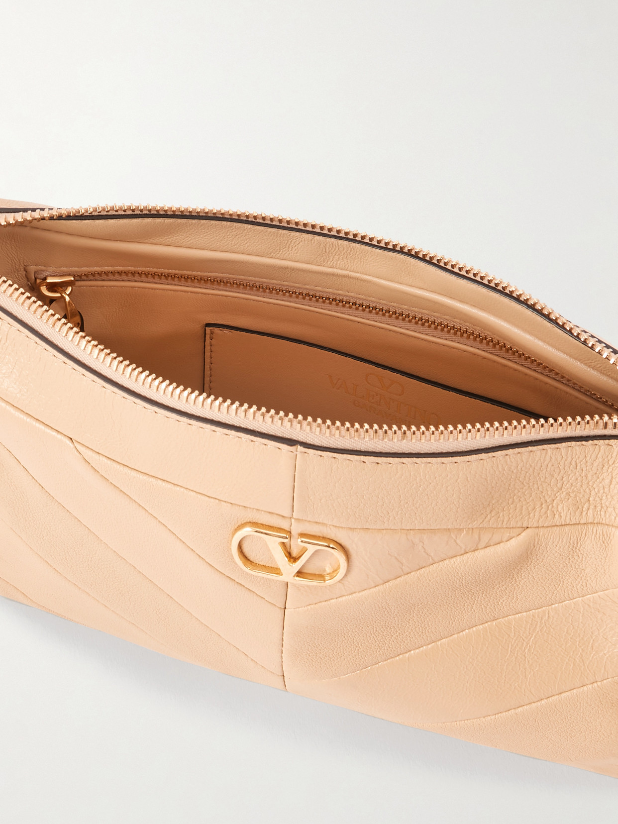 Valentino Panthea Paneled Leather Shoulder Bag In Neutral