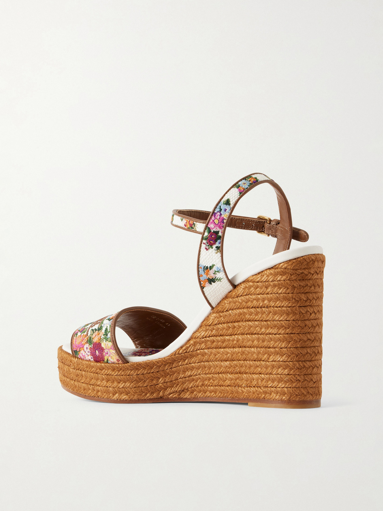 Dolce & Gabbana Leather-trimmed Embroidered Canvas Platform Wedge Sandals In Brown